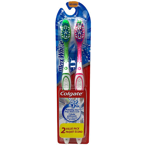 COLG T/BRUSH MAX WHITE 2CT-SOFT/NI