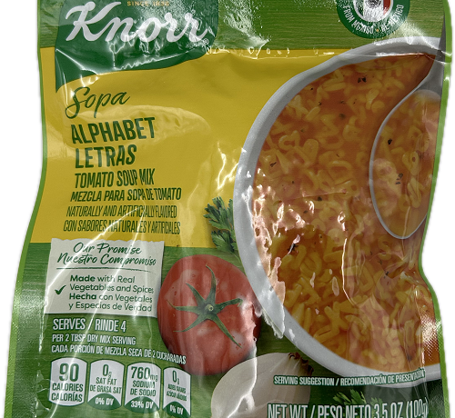 KNORR TOMATO BASED SOUP MIX PASTA W/LETTERS 3.5oz BB 8/12/25