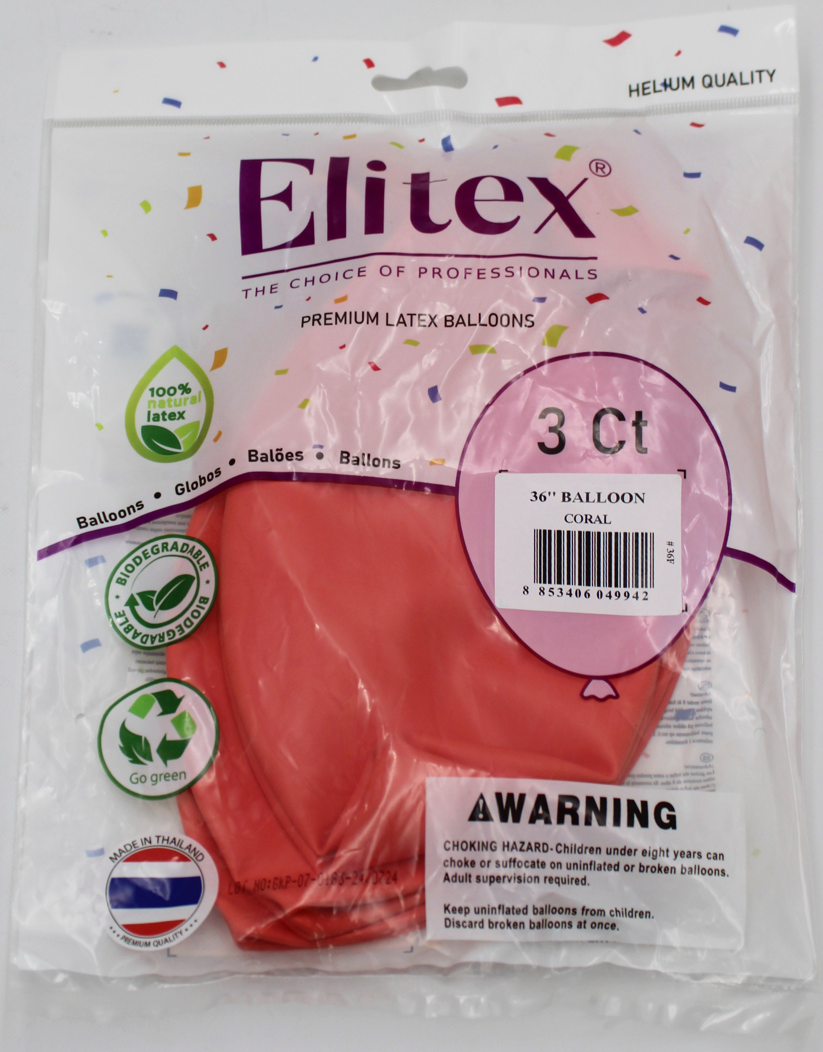 ELITEX 36" PASTEL CORAL ROUND BALLOON, 3 PACK