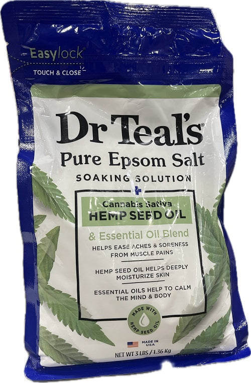 SP DR TEAL'S PURE EPSOM SALT SOAKIG HEMP SEED OIL 3LBS NI