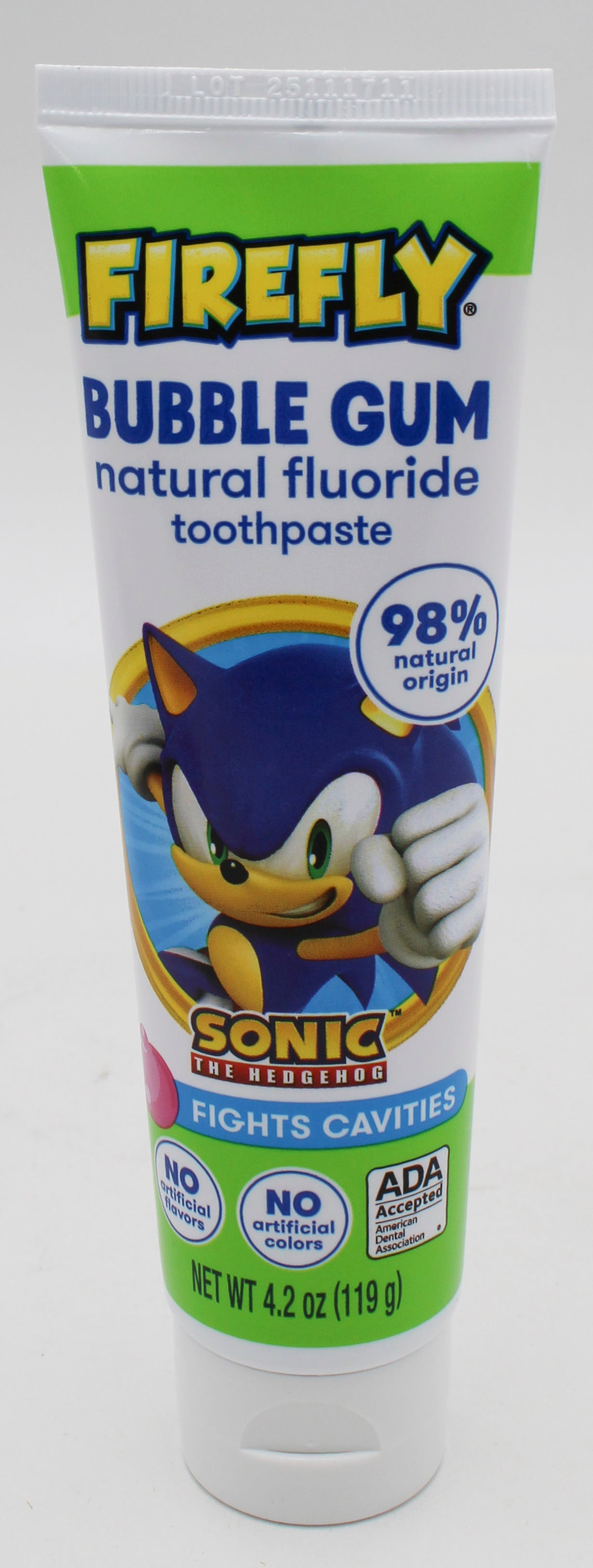 FIREFLY KIDS ANTI-CAVITY FLUORIDE BUBBLEGUM TOOTHPASTE 4.2oz  - SONIC THE HEDGEHOG EXP 4/30/2027 NI