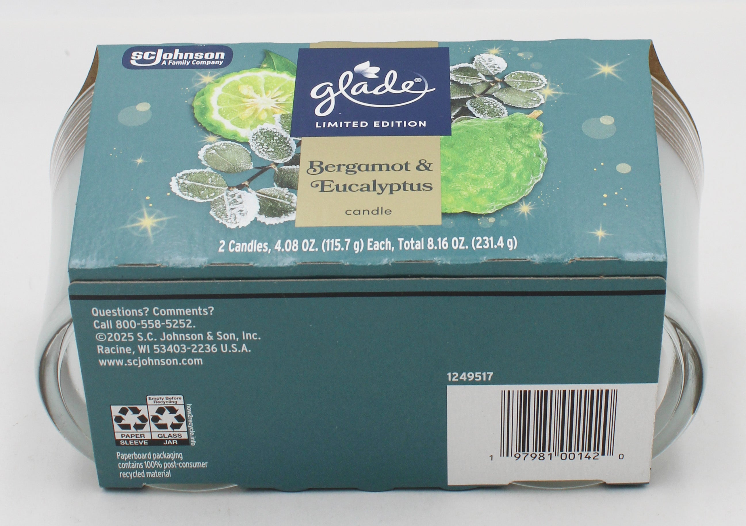 GLADE CANDLE BERGAMOT & EUCALYPTUS 2ct 4.08oz US