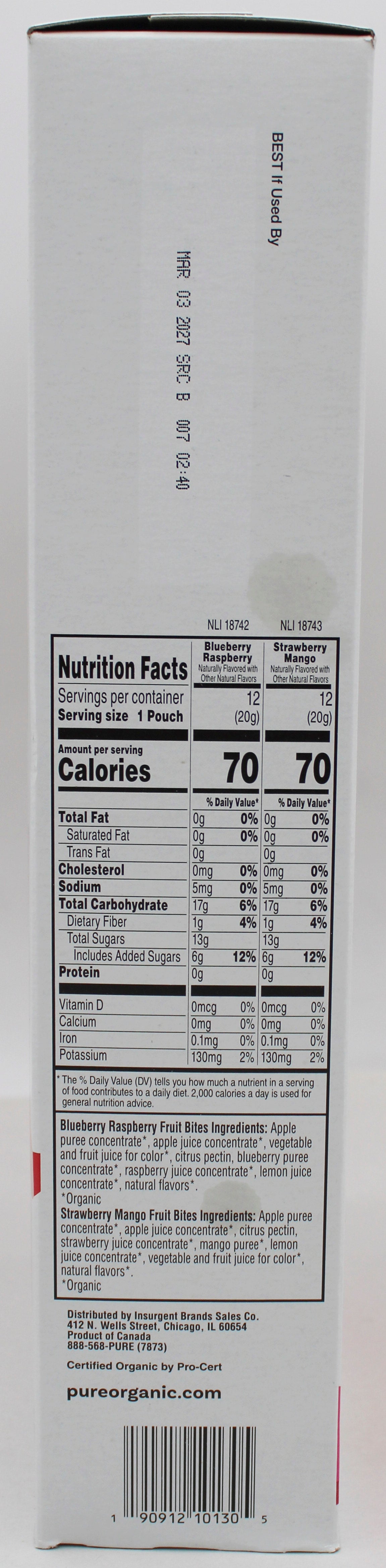 PURE ORGANIC TWISTED FRUIT BITES 24CT CLUB PACK 16.9 Oz BB 3/3/27 NI