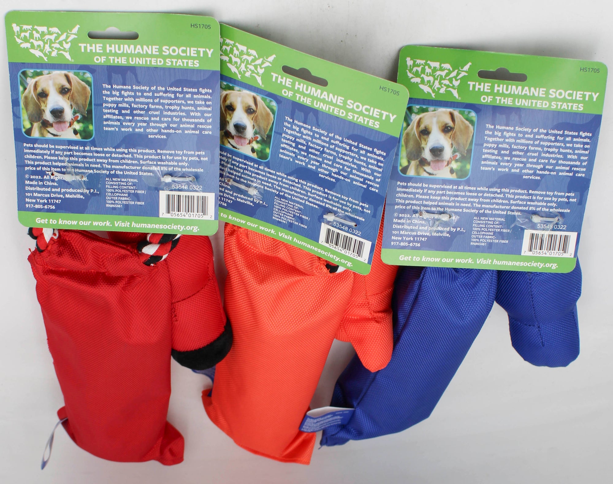 HUMANE SOCIETY PLUSH DOG TOY W/SQUEAKER, ROPE & BOTTLE