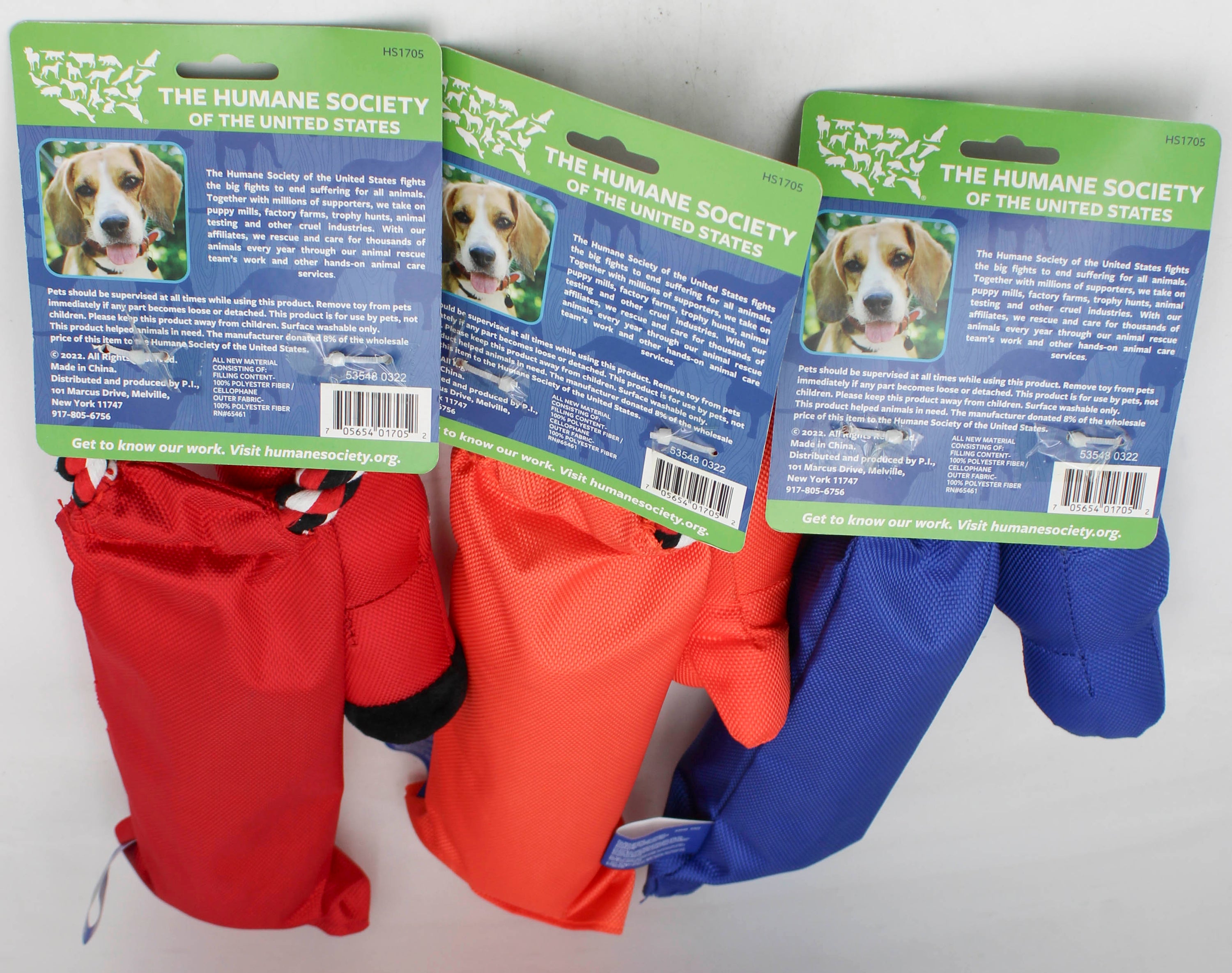 HUMANE SOCIETY PLUSH DOG TOY W/SQUEAKER, ROPE & BOTTLE