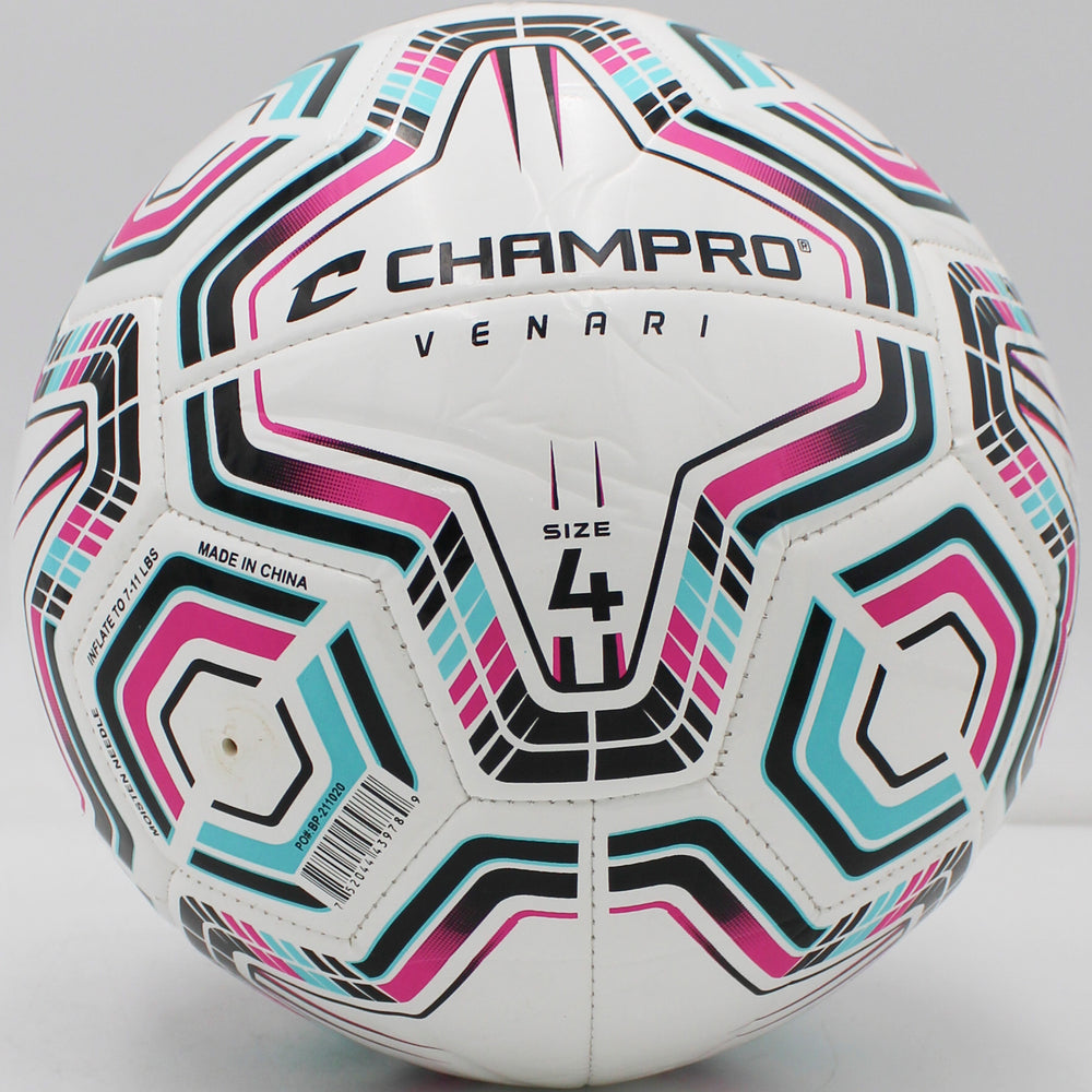 VENARI 20 Panel Soccer Ball #4 BLACK TEAL PINK