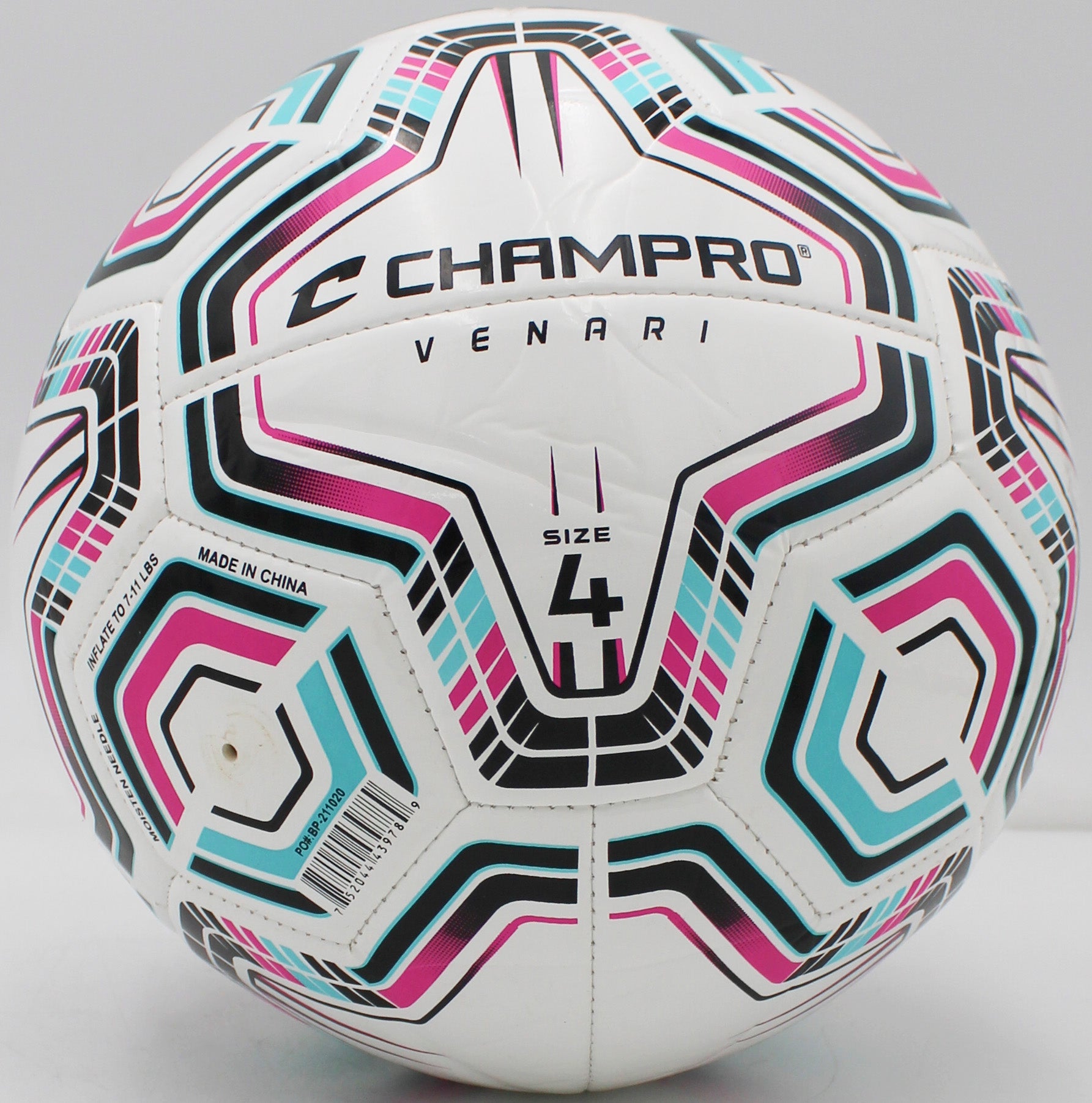VENARI 20 Panel Soccer Ball #4 BLACK TEAL PINK