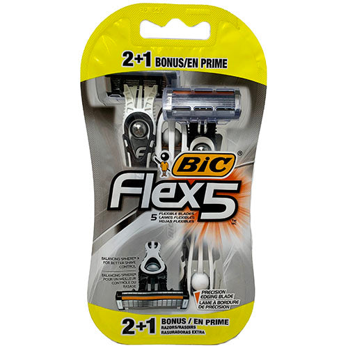BIC FLEX5 SHAVER 2CT+1BONUS-MENS