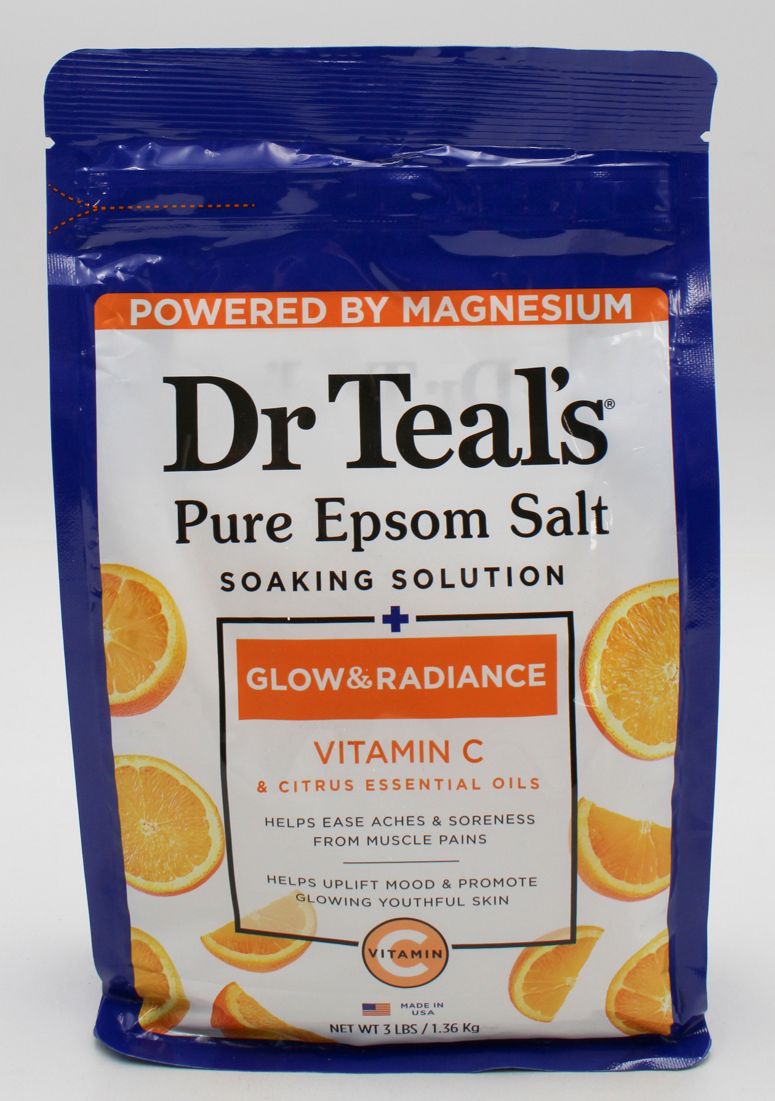 SP DR TEAL'S PURE EPSOM SALT 3lbs VITAMIN C & CITRUS ESSENTIAL OILS NI