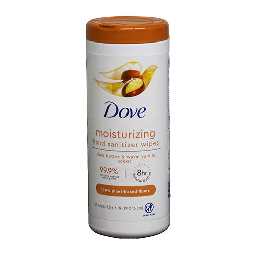 DOVE MOISTURIZING HAND SANITIZER WIPES 40CT SHEA BUTTER&WARM VANILLA SCENT EXP 3/31/24