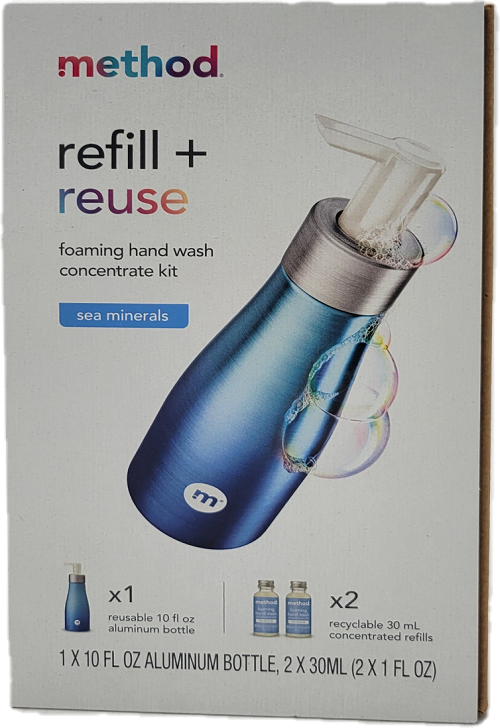 Method Foaming Hand Wash Starter Kit Blue Sea Minerals 1oz + 2 Refills