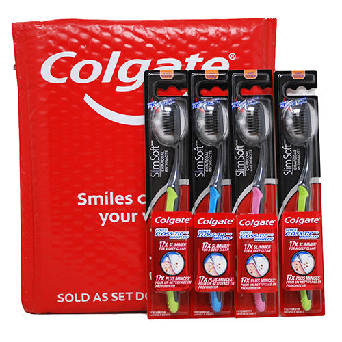 COLGATE SLIMSOFT CHARCOAL T/BRUSH 4PK ECOM PCKG NI