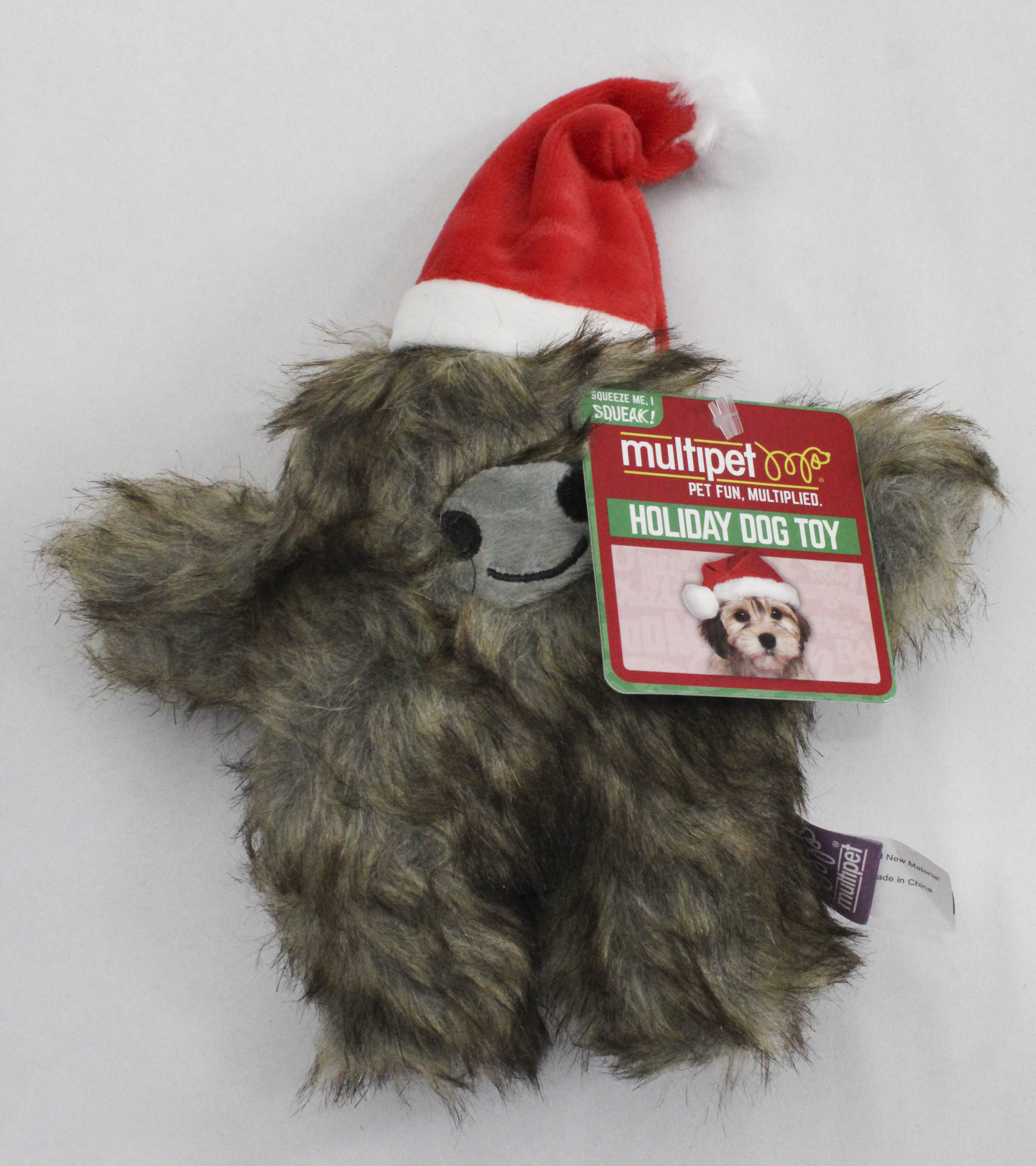 MULTIPET YETI w/SANTA HAT DOG TOY  6"