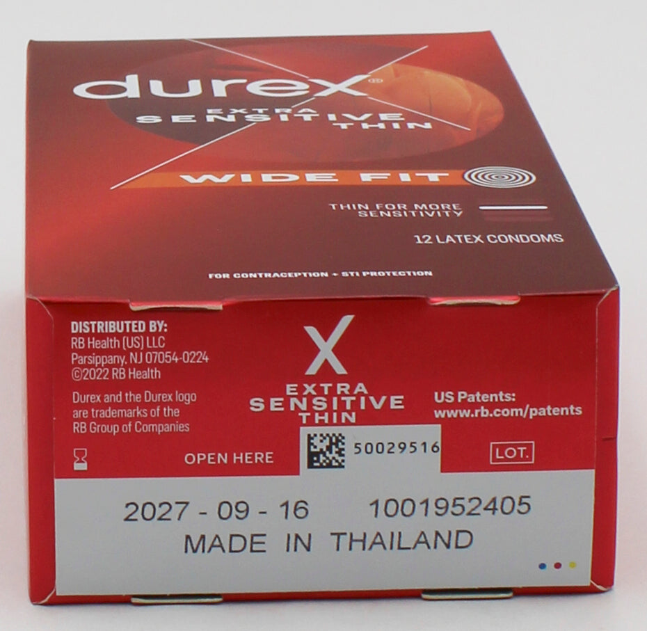 DUREX 12 PACK CONDOMS EXTRA SENSITIVE WIDE FIT EXP 9/2027