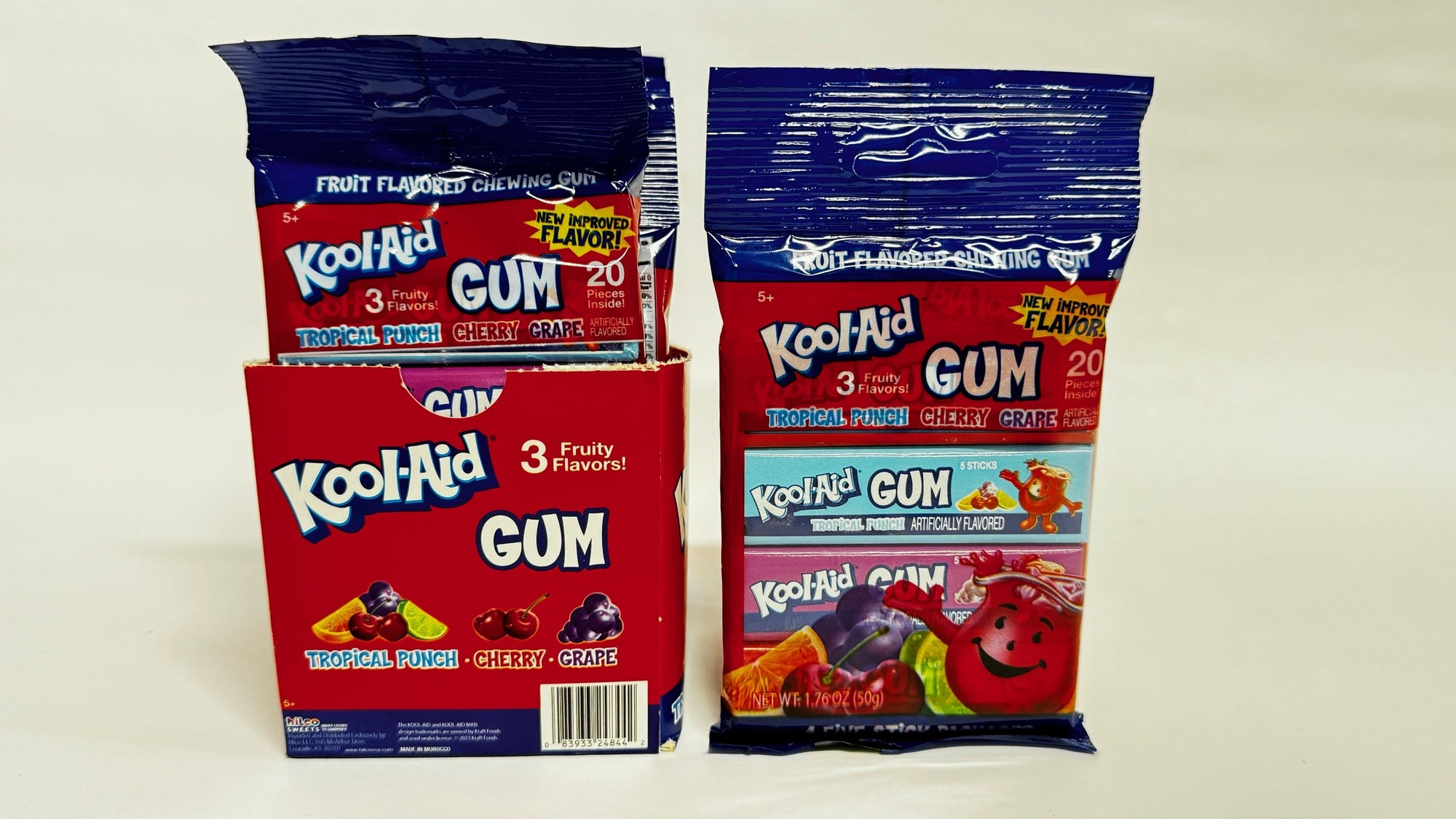 KOOL - AID GUM 4 PK 5-STICKS 3 FRUITTY FLAVOR BB 12/23/25