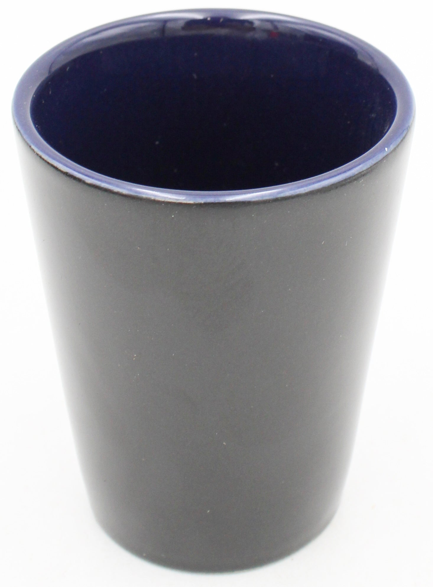 2OZ CERAMIC SHOT GLASS, MATTE, BLACK - INNER COLOR NAVY