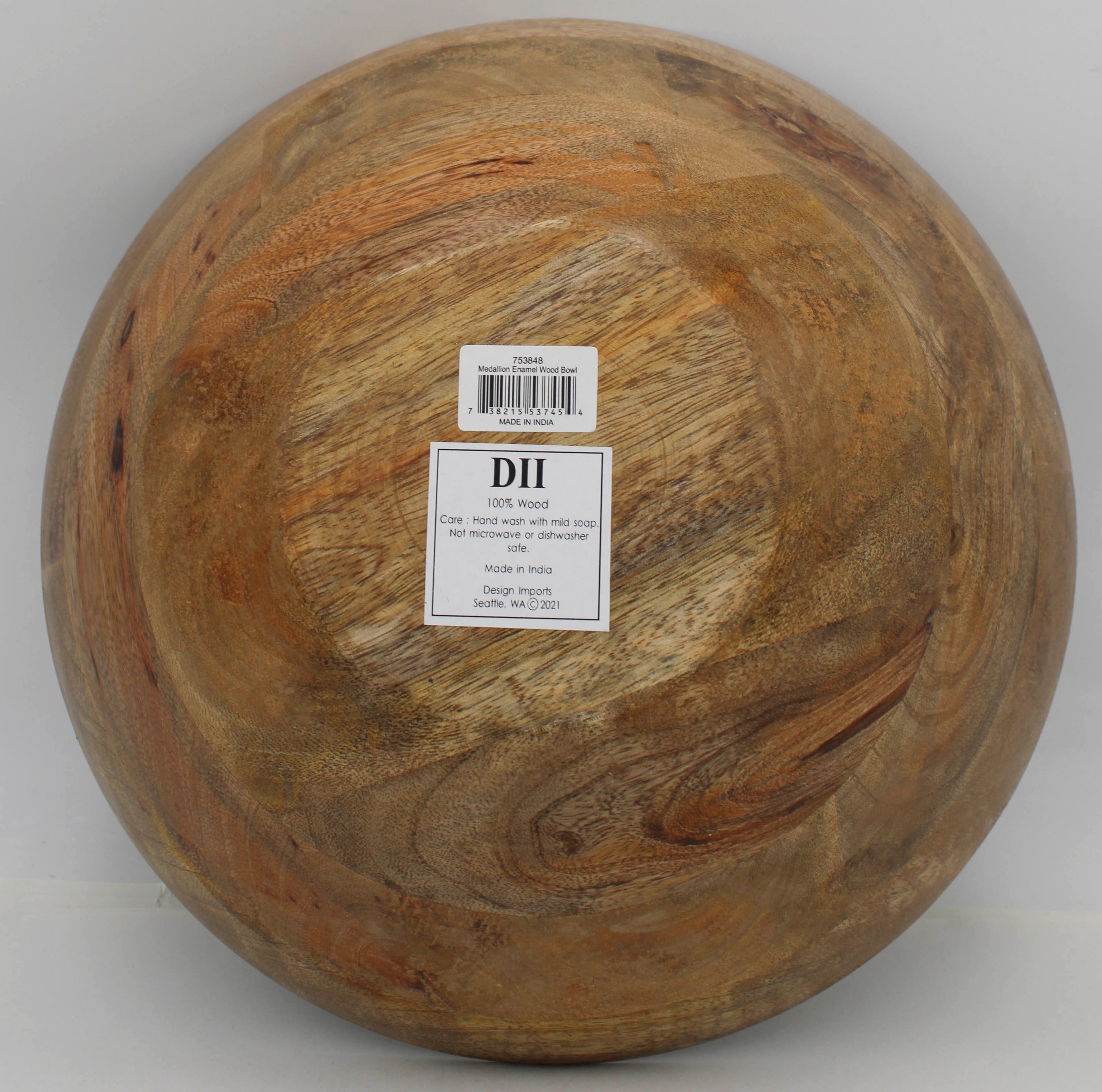 11" Wood Bowl Medallion Enamel Finish