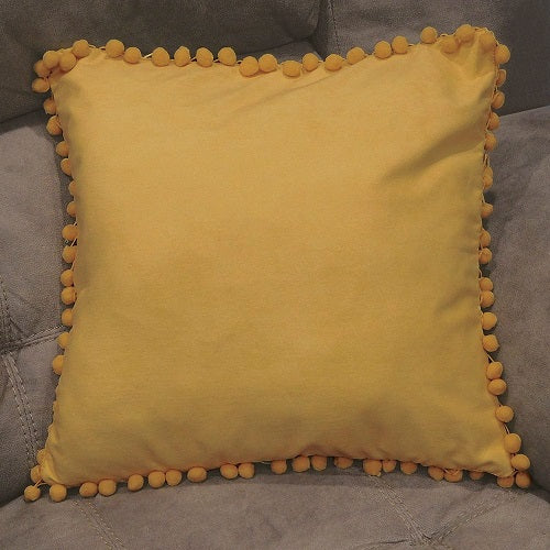 YELLOW POM POM 18" PILLOW COVER