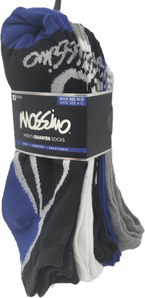 'MOSSIMO 10 PAIRS MENS QUARTER SOCKS SIZE 10-13 ASSORTED PP$26