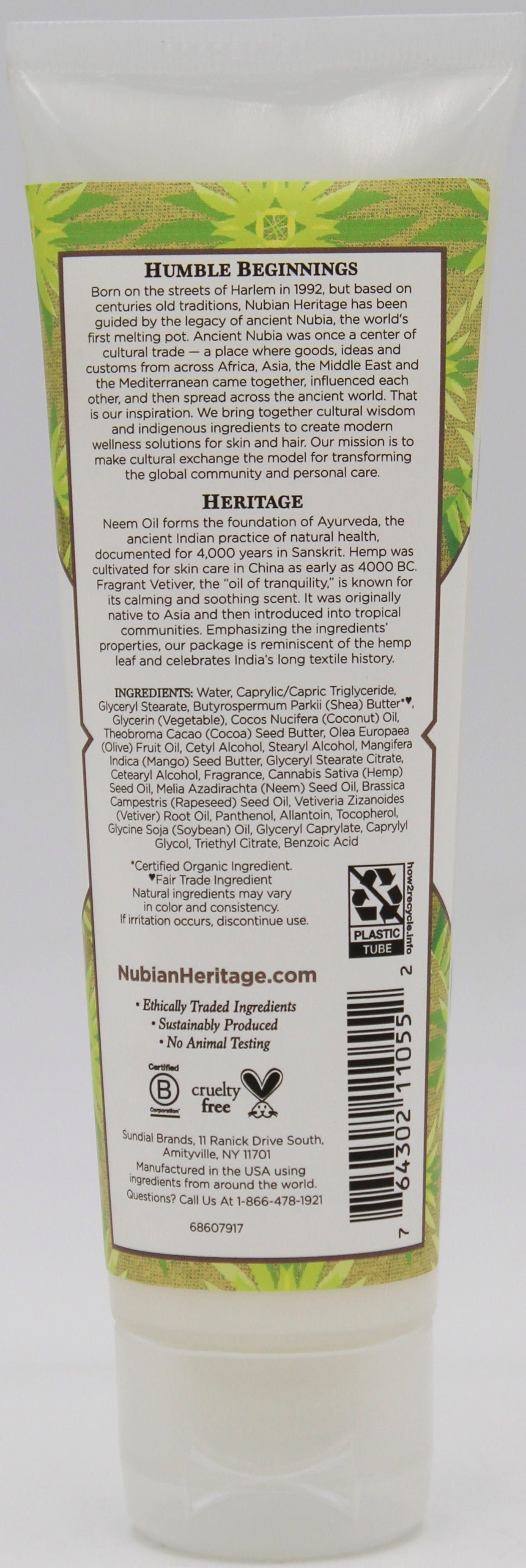 NUBIAN HERITAGE HEMP+HAITIAN VETIVER HAND CREAM 4z NI