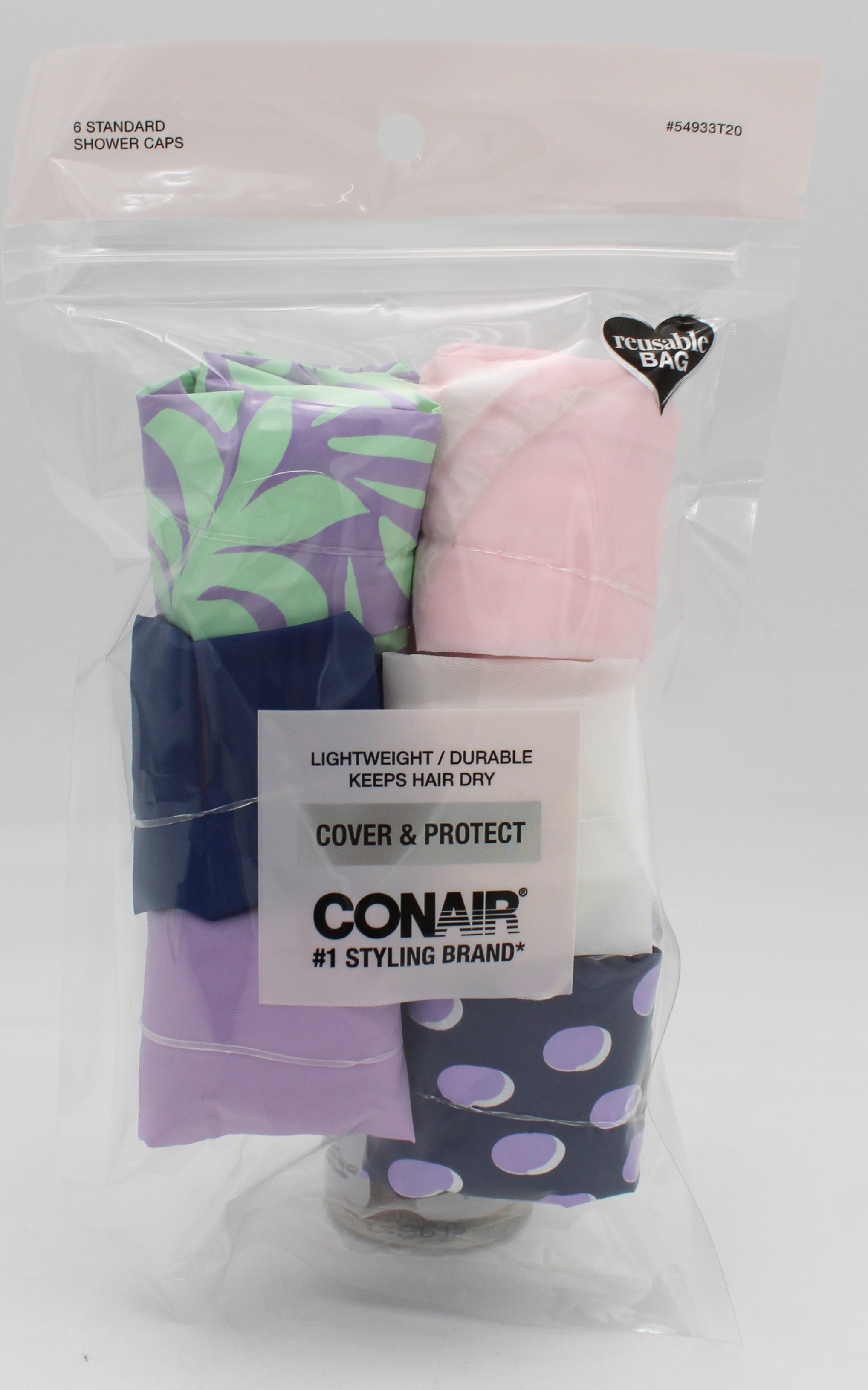 CONAIR SHOWER CAPS 6ct - ASSORTED PRINTS NI