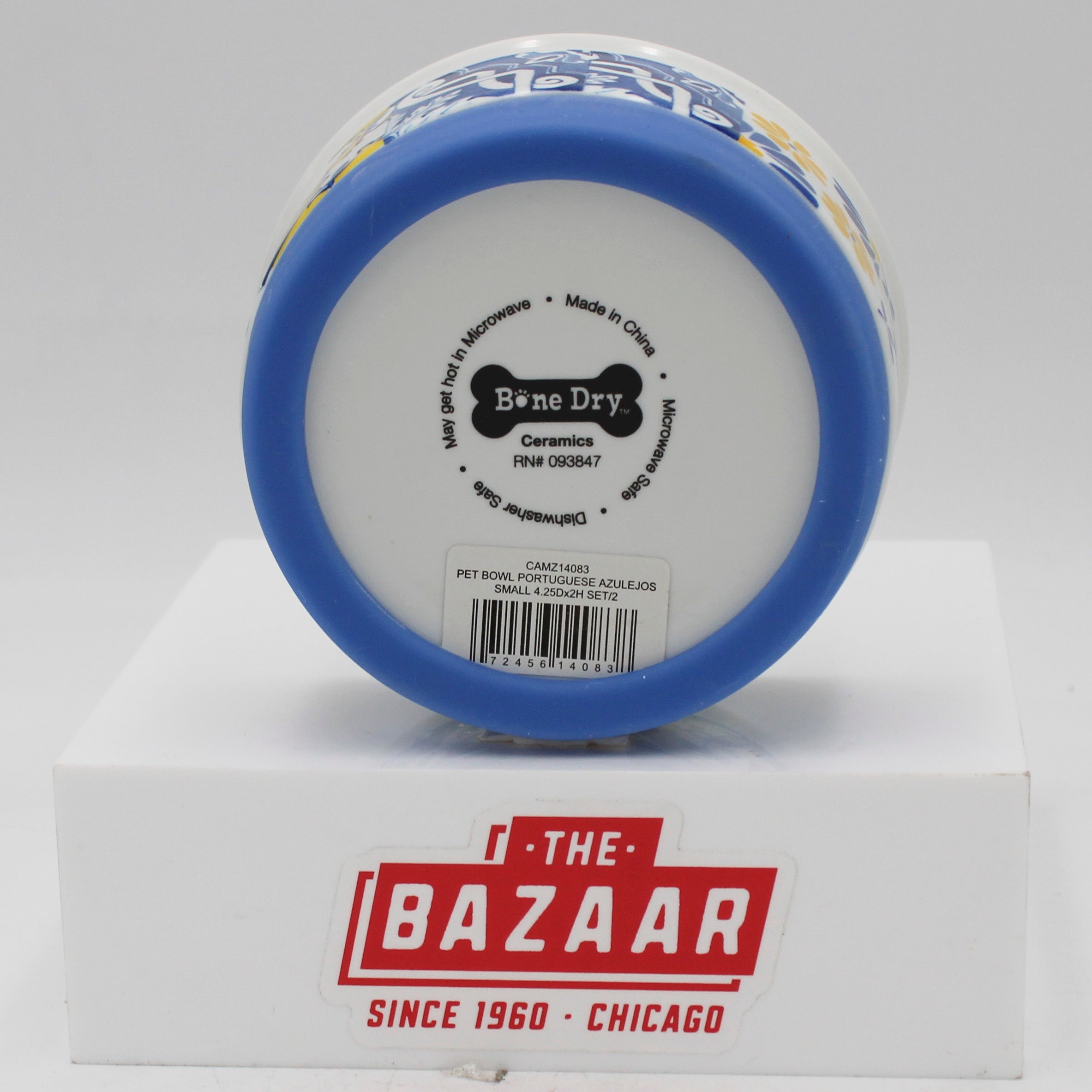 CERAMIC PET BOWL - PORTUGUESE AZULEJOS - SMALL 4.25Dx2H