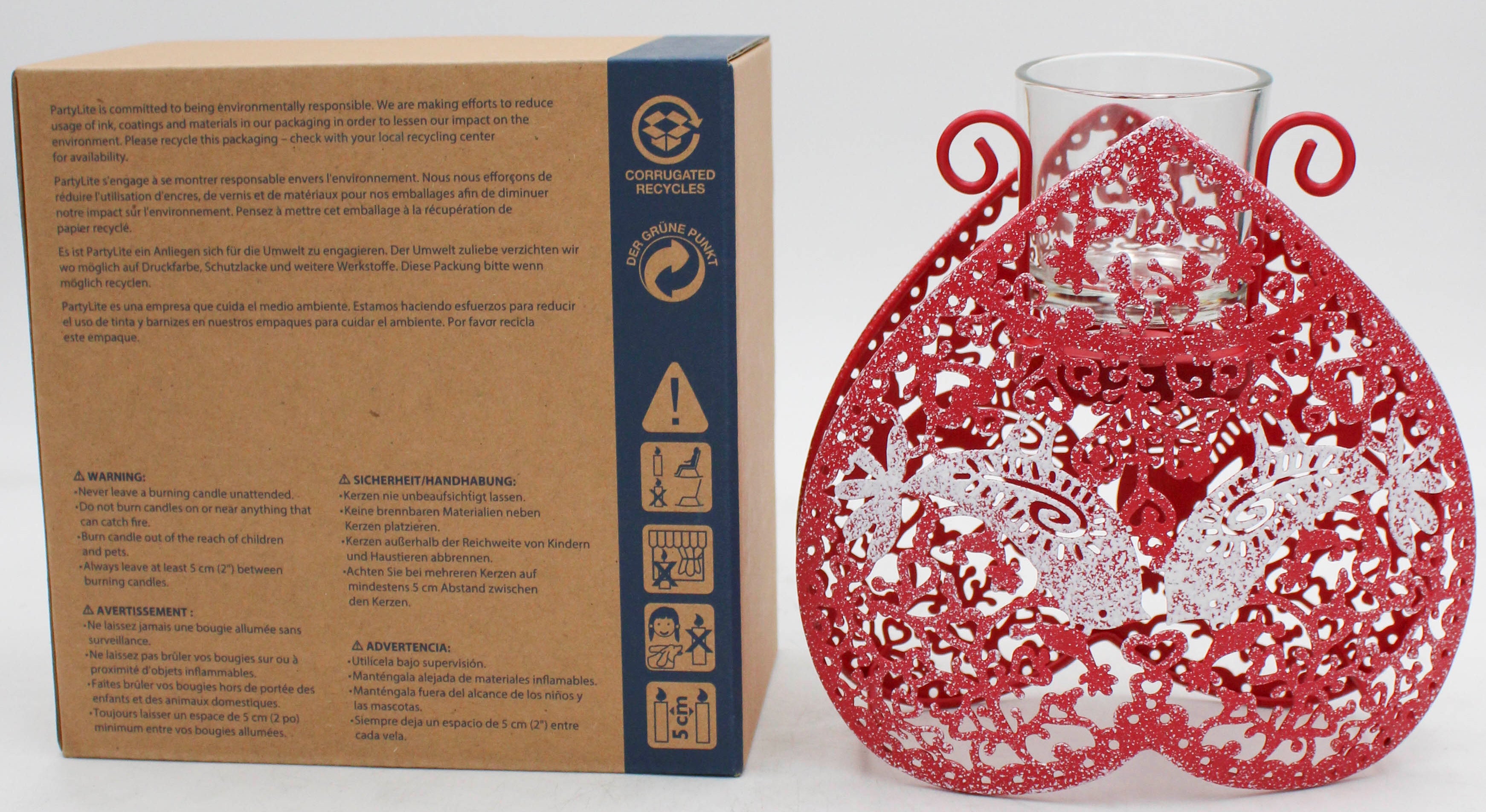 PARTYLITE LOVE BIRDS VOTIVE HOLDER 6"W x 6"H