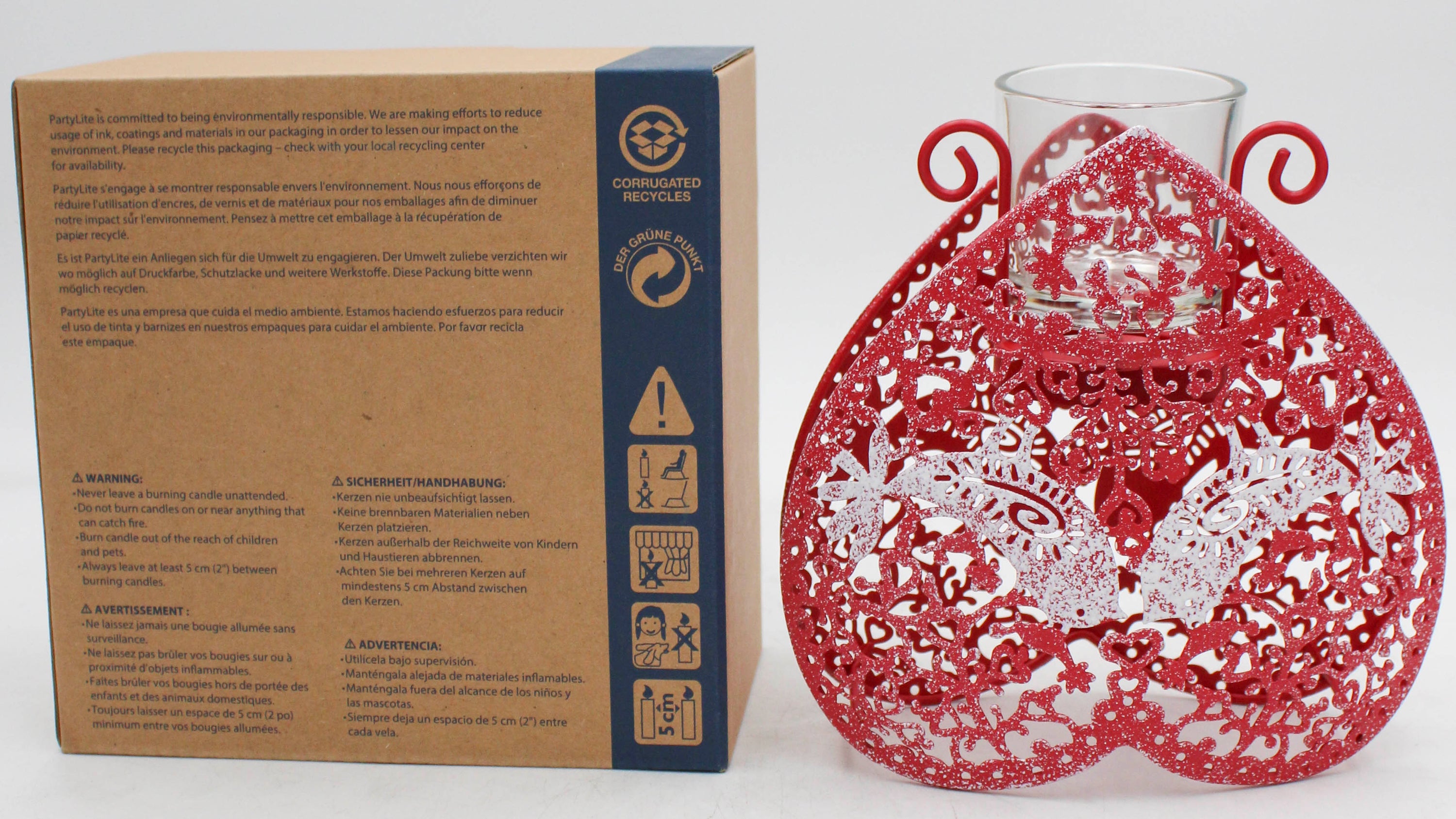 PARTYLITE LOVE BIRDS VOTIVE HOLDER 6"W x 6"H