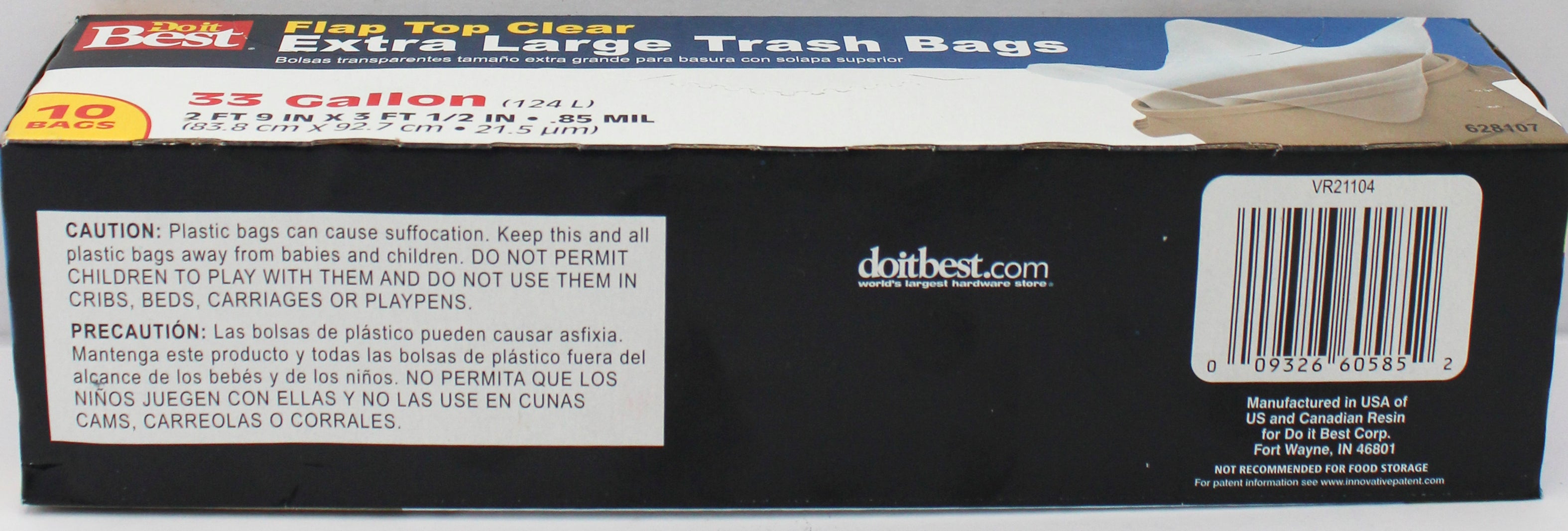 DO IT BEST 10CT 33 GALLON FLAP TIE WASTE BAG CLEAR NI
