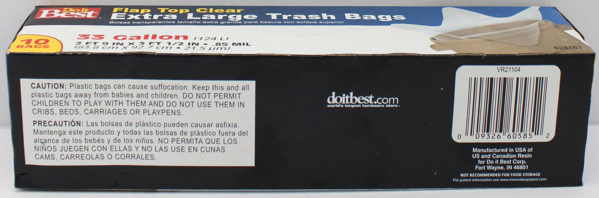 DO IT BEST 10CT 33 GALLON FLAP TIE WASTE BAG CLEAR NI