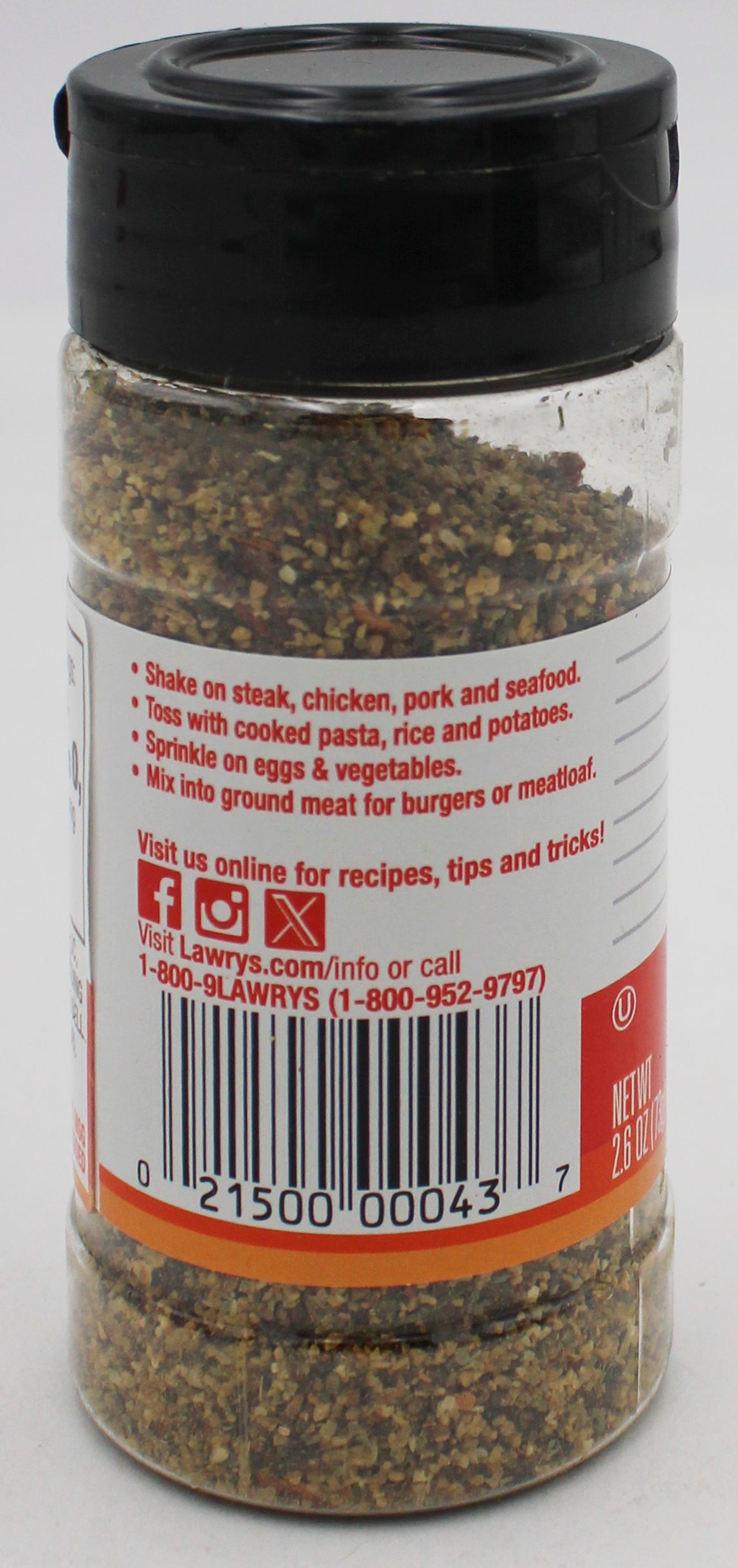 LAWRYS GARLIC PEPPER 2.6 Oz BB 5/9/26