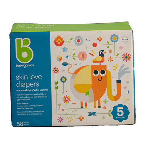 BABYGANICS DIAPERS 58CT SIZE 5