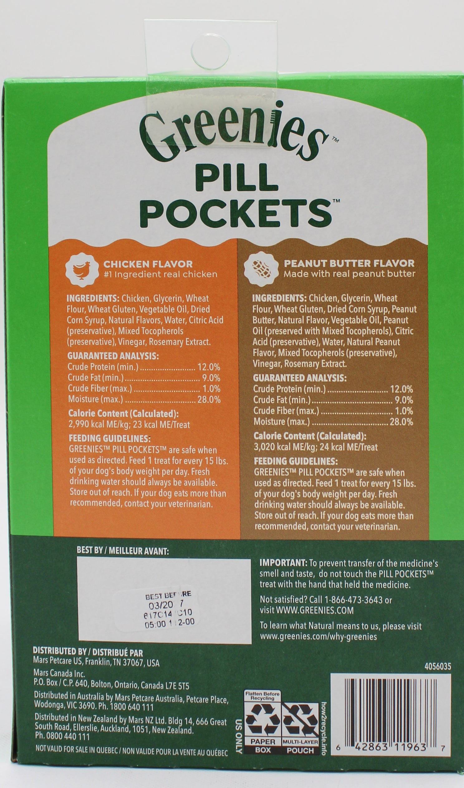 GREENIES PILL POCKET MULTI VALUE PACK CHICKEN & PEANUT BUTTER SOFT DOG TREATS 15.8OZ. BB 3/27/2027