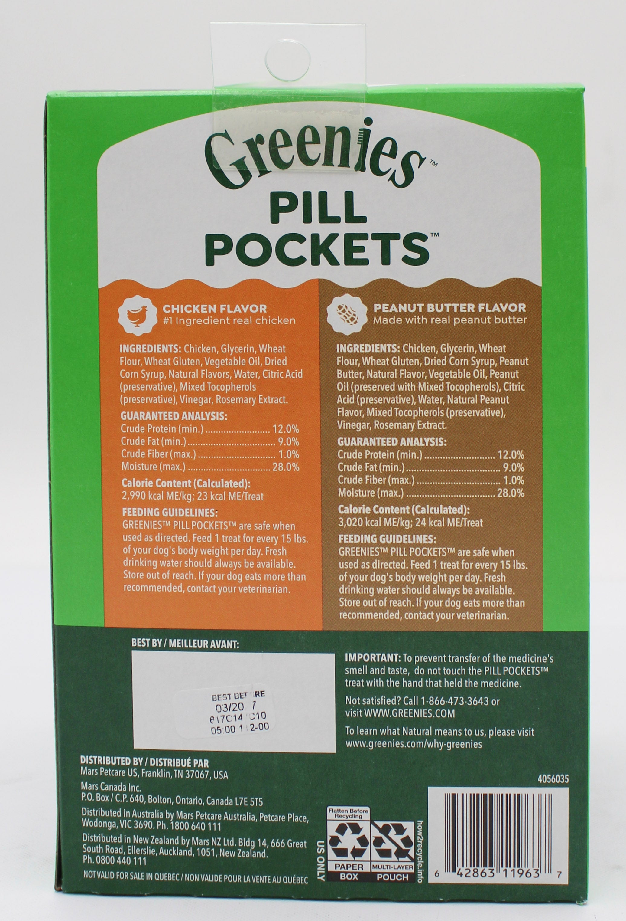 GREENIES PILL POCKET MULTI VALUE PACK CHICKEN & PEANUT BUTTER SOFT DOG TREATS 15.8OZ. BB 3/27/2027