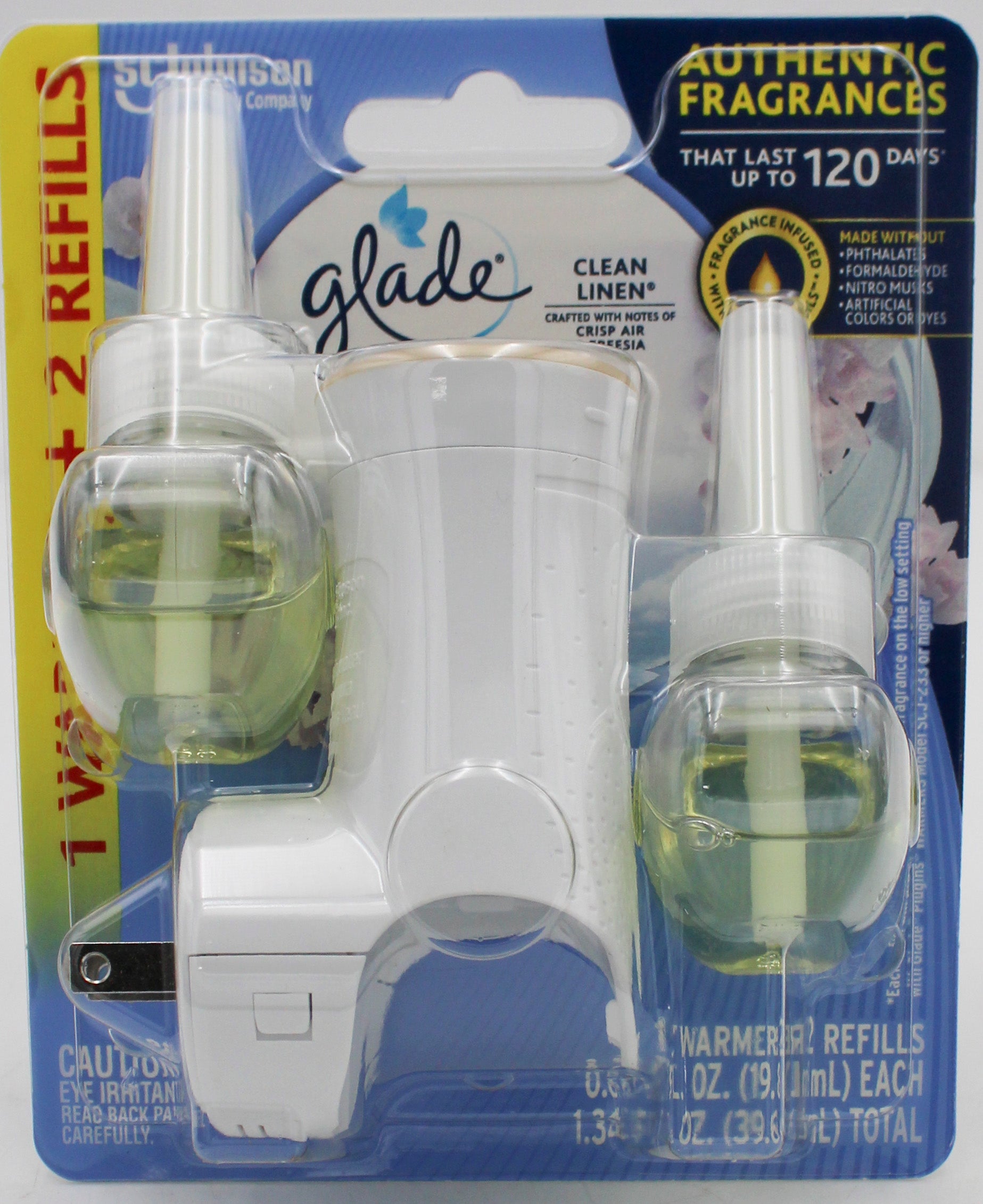 GLADE PLUGINS SCENTED OIL CLEAN LINEN 2ct + WARMER 0.67floz US