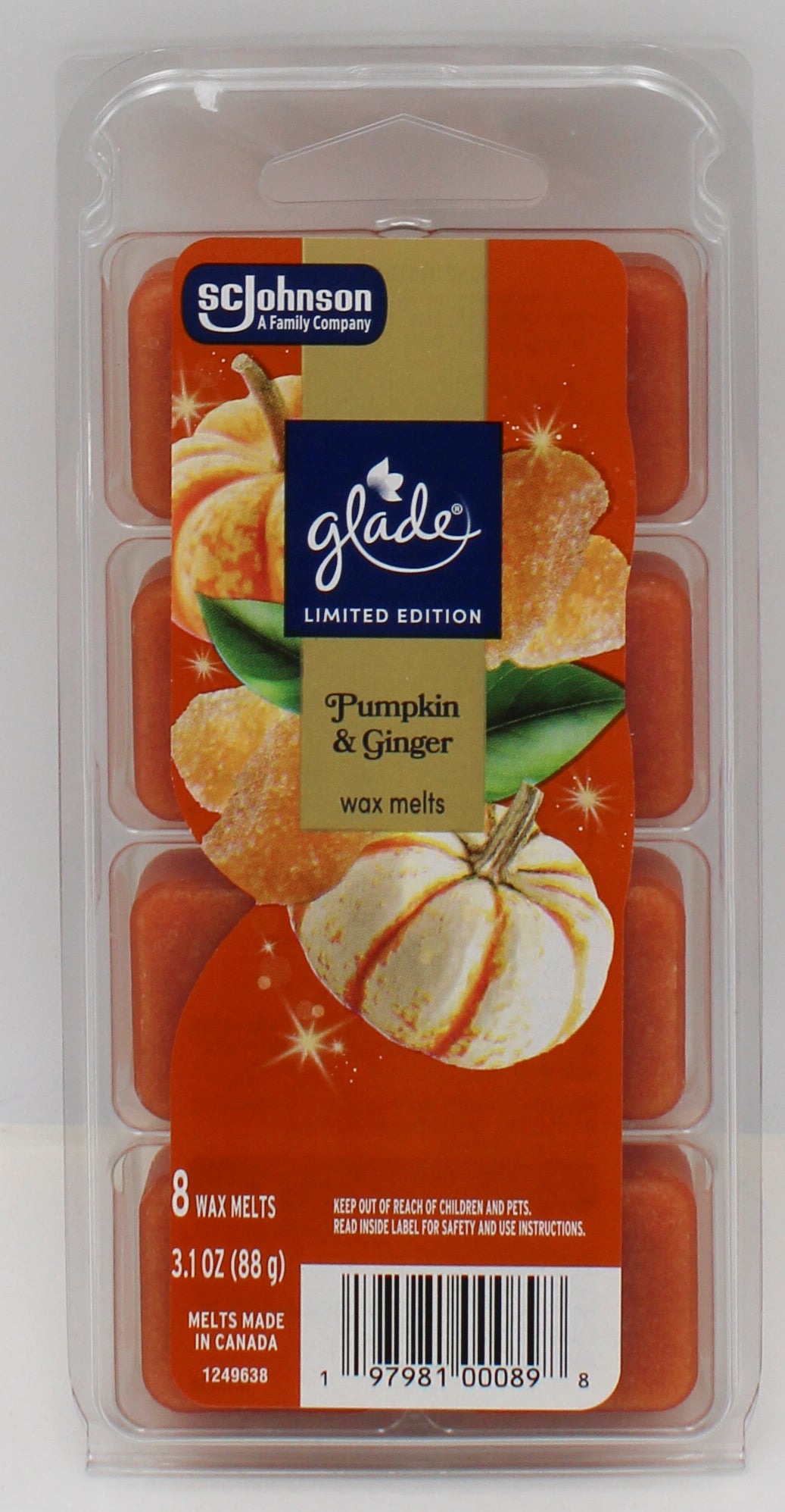 SP GLADE WAX MELTS 8CT 3.1oz PUMPKIN & GINGER