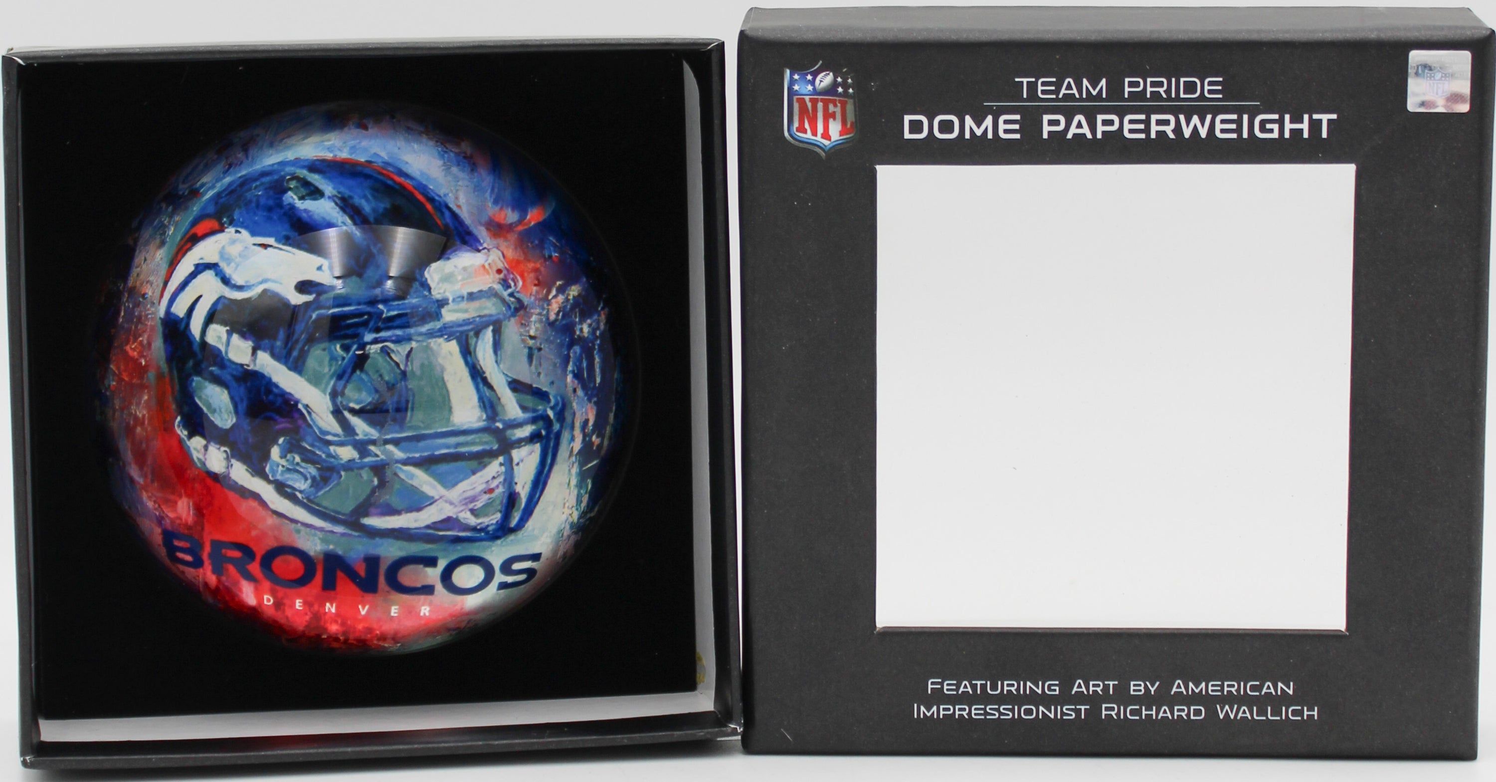 DENVER BRONCOS GLASS DOME PAPERWEIGHT 4"
