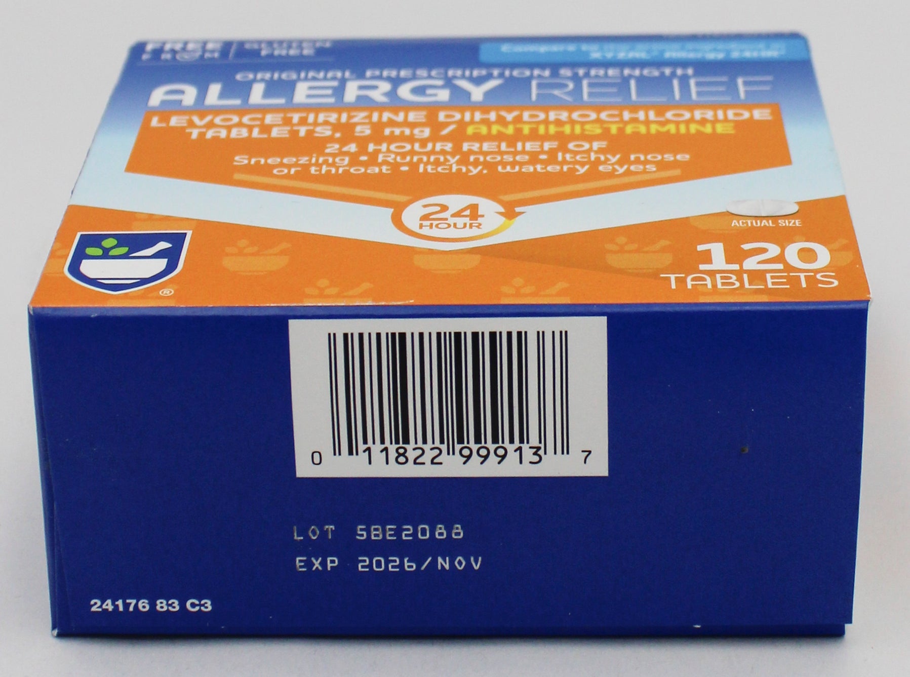RITE AID 24HR ALLERGY RELIEF ANTIHISTAMINE TABLETS 120ct EXP 11/30/2026 COMPARES TO Xyzal
