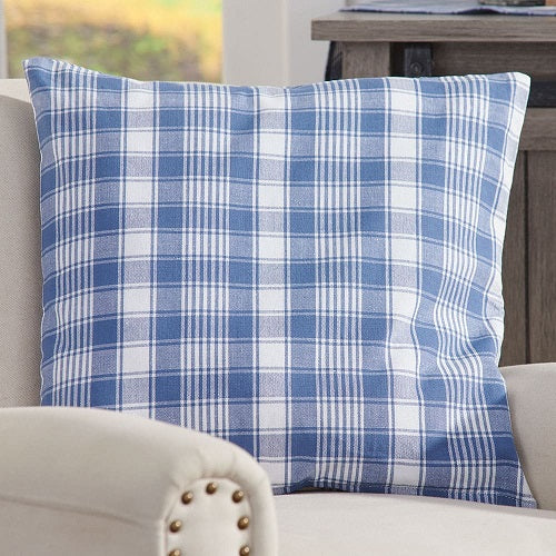 BLUE PLAID 18" PILLOW COVER