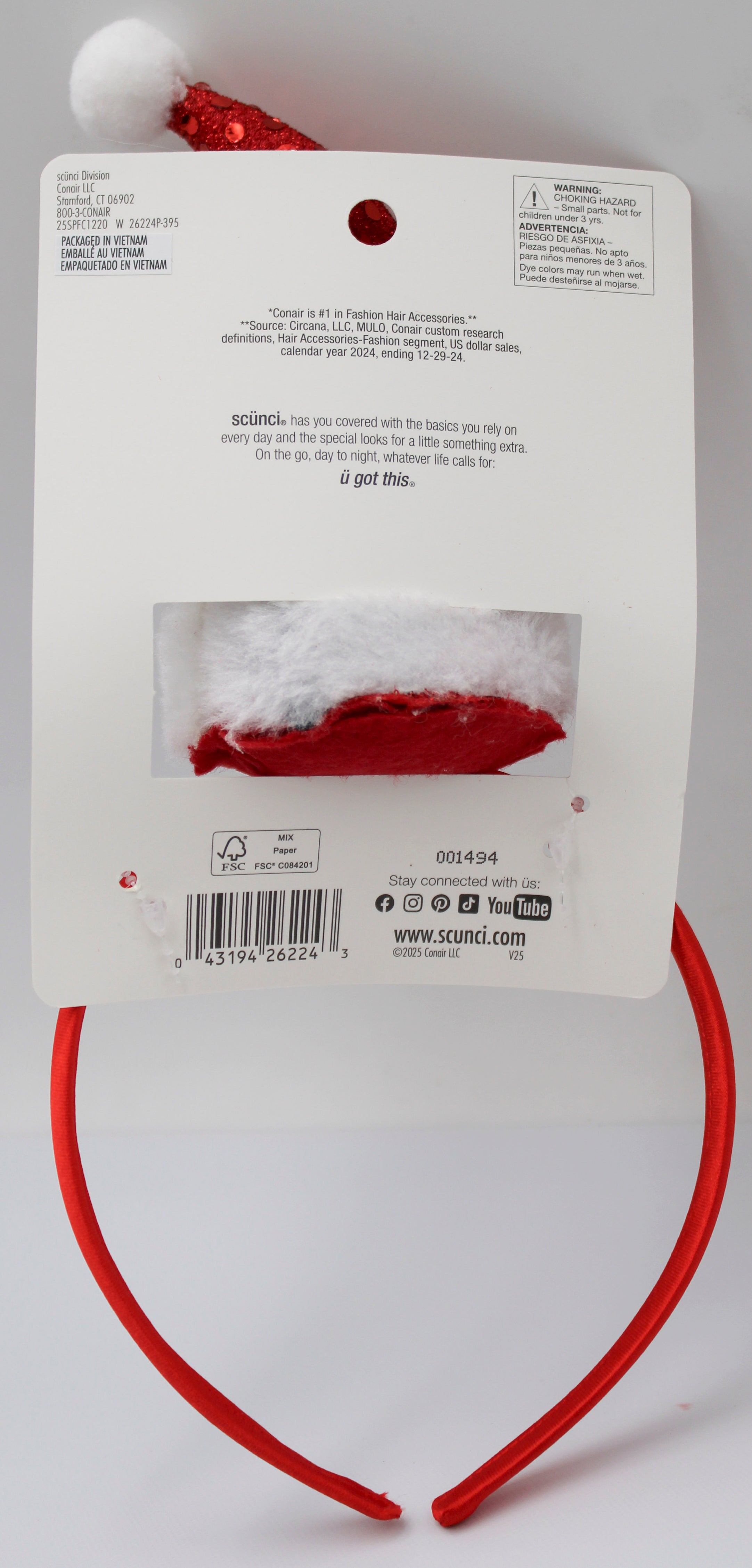 SCRUNCI Santa Hat Headband Novelty Accessory