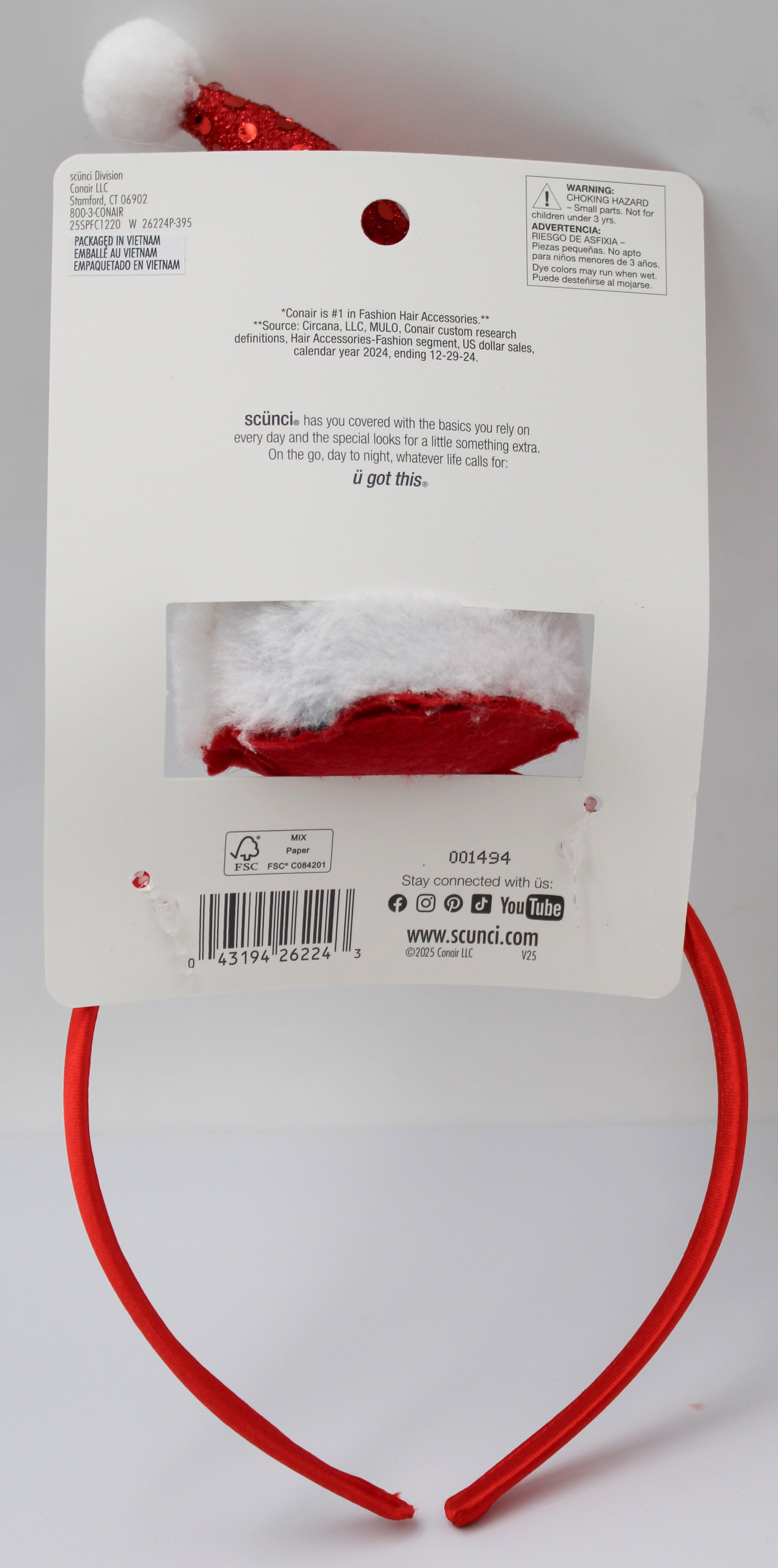 SCRUNCI Santa Hat Headband Novelty Accessory