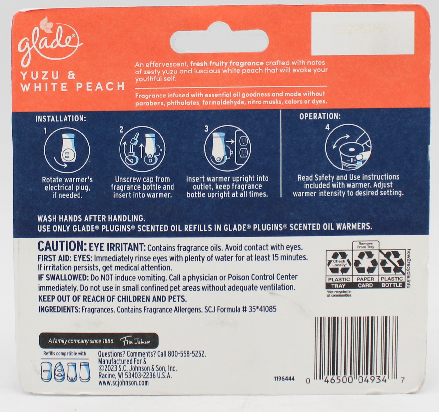 SP GLADE PLUGINS SCENTED OILS  YUZU & WHITE PEACH 5ct 0.67floz US