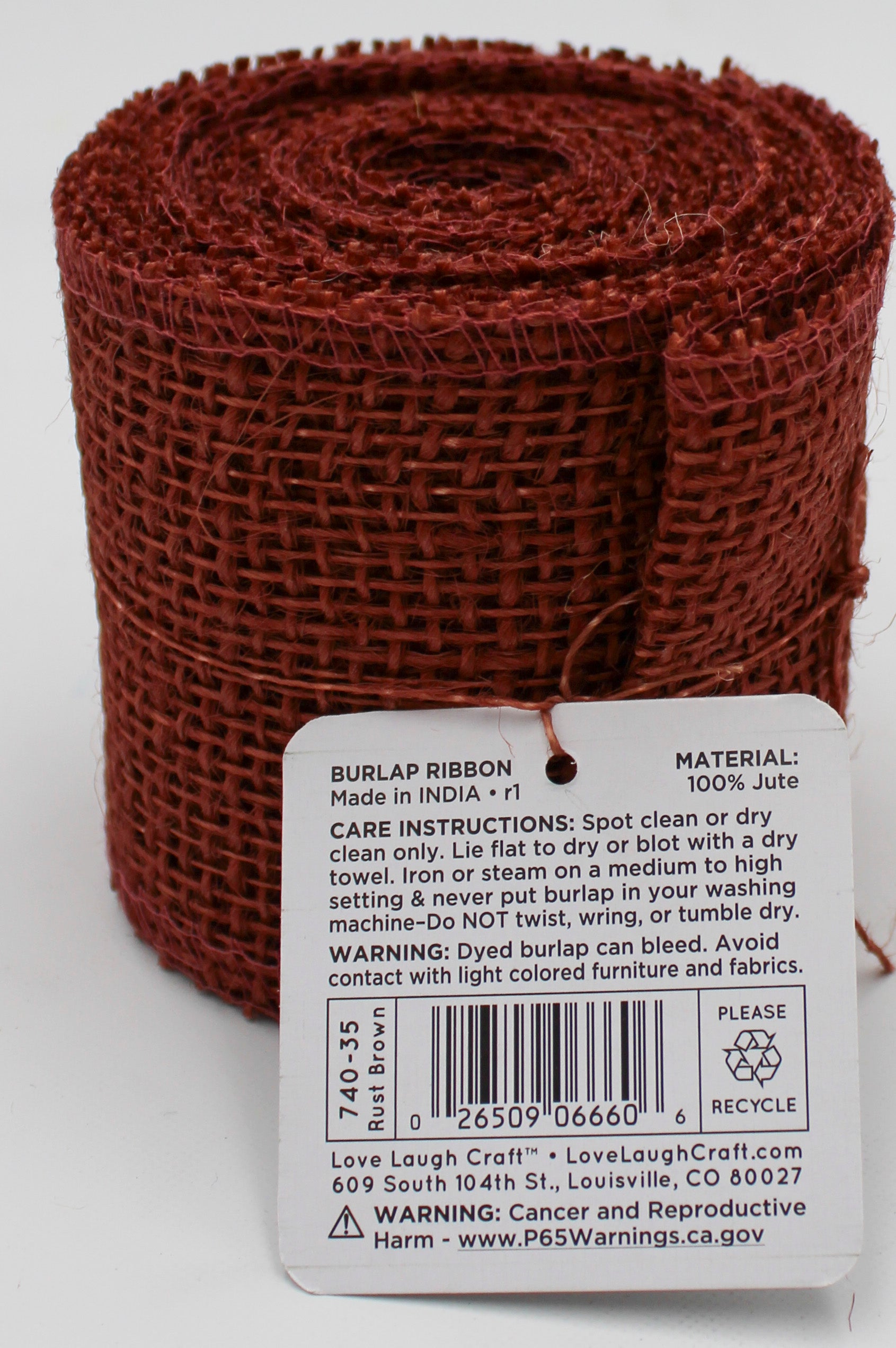 Burlap Ribbon Rust Brown 3in x 5yd Wholesale Roll