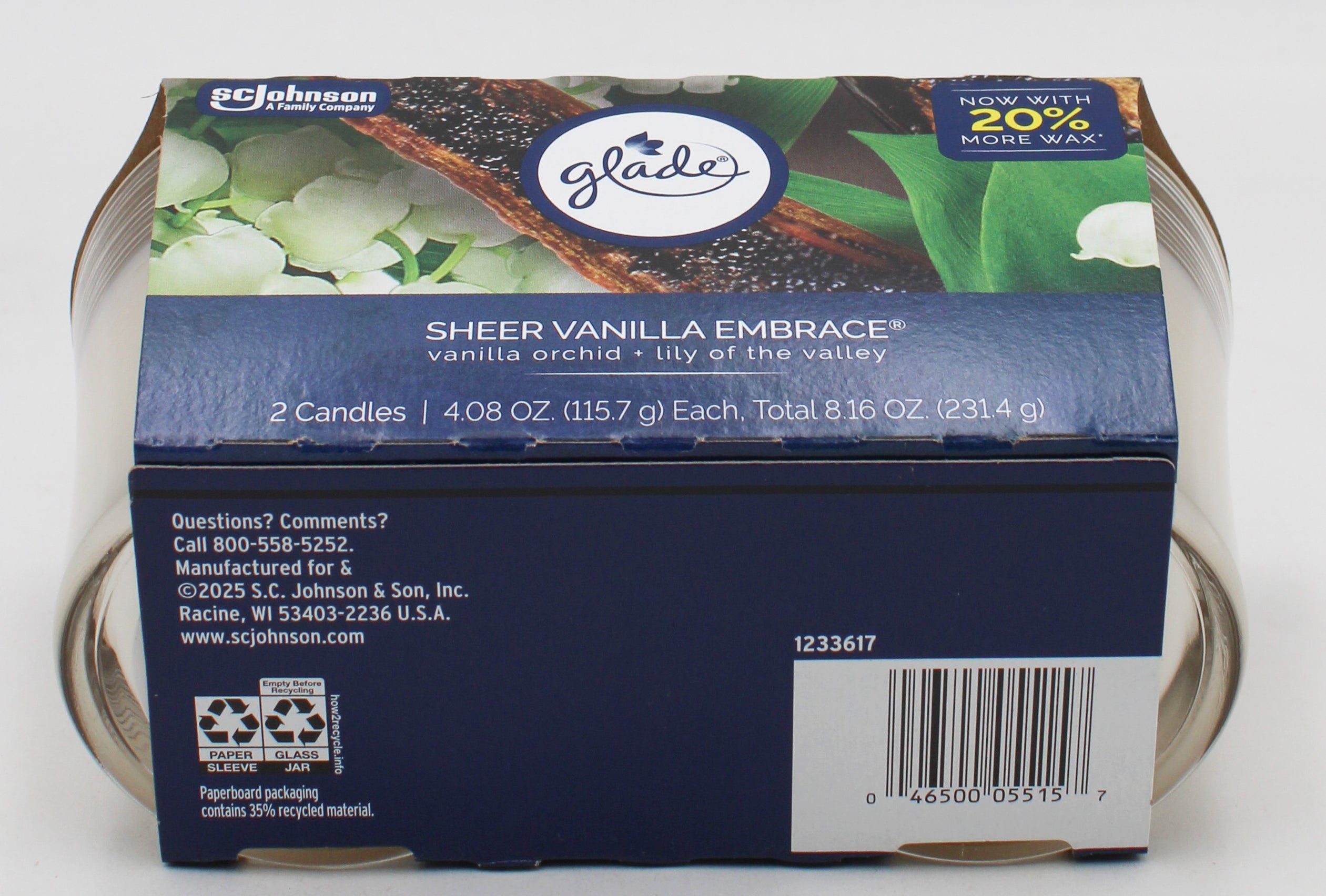 GLADE CANDLE SHEER VANILLA EMBRACE 2ct 4.08oz US