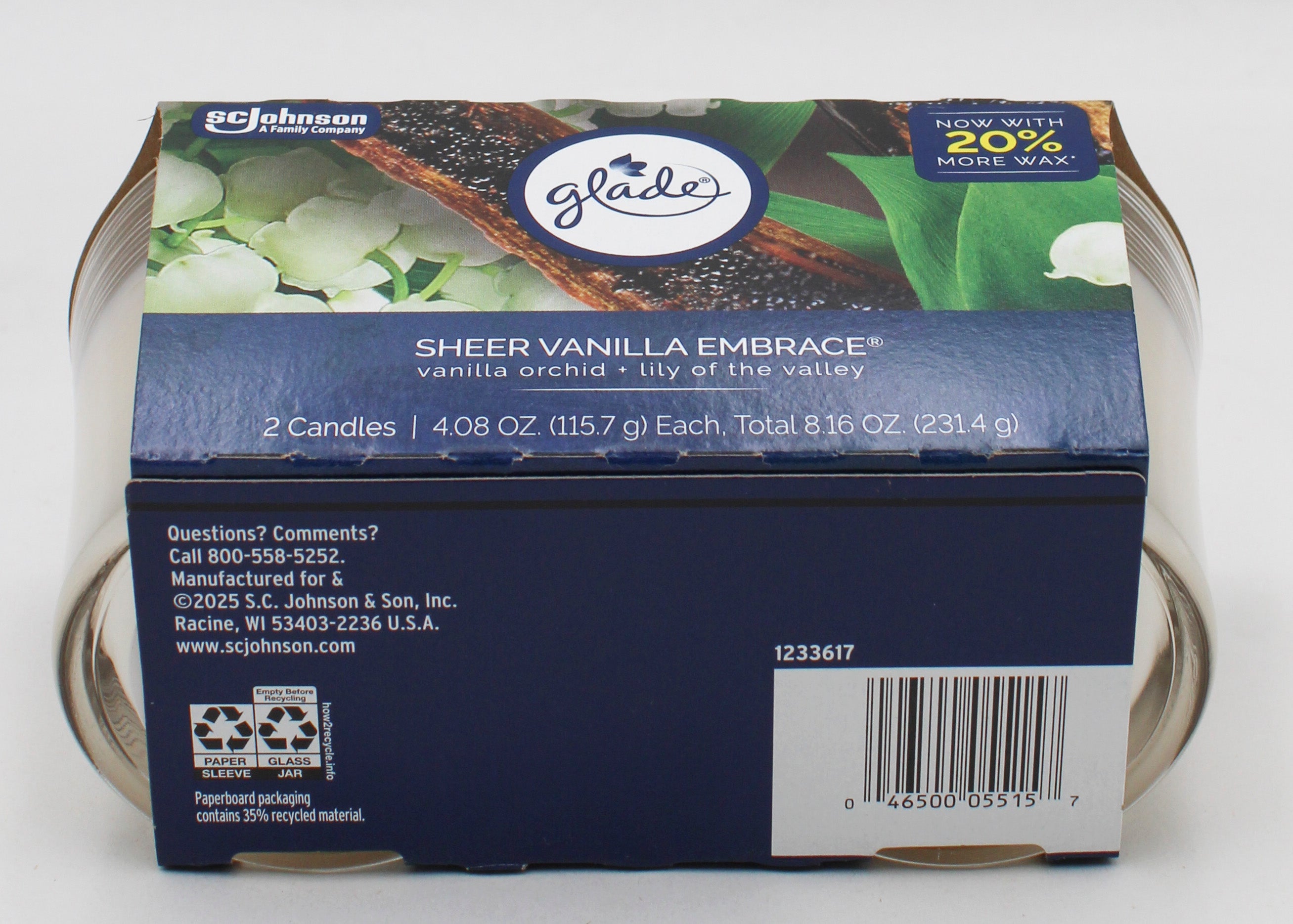 GLADE CANDLE SHEER VANILLA EMBRACE 2ct 4.08oz US