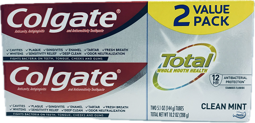 COLGATE TOTAL TOOTHPASTE 2PK 5.1oz CLEAN MINT EXP 10/31/24 NI