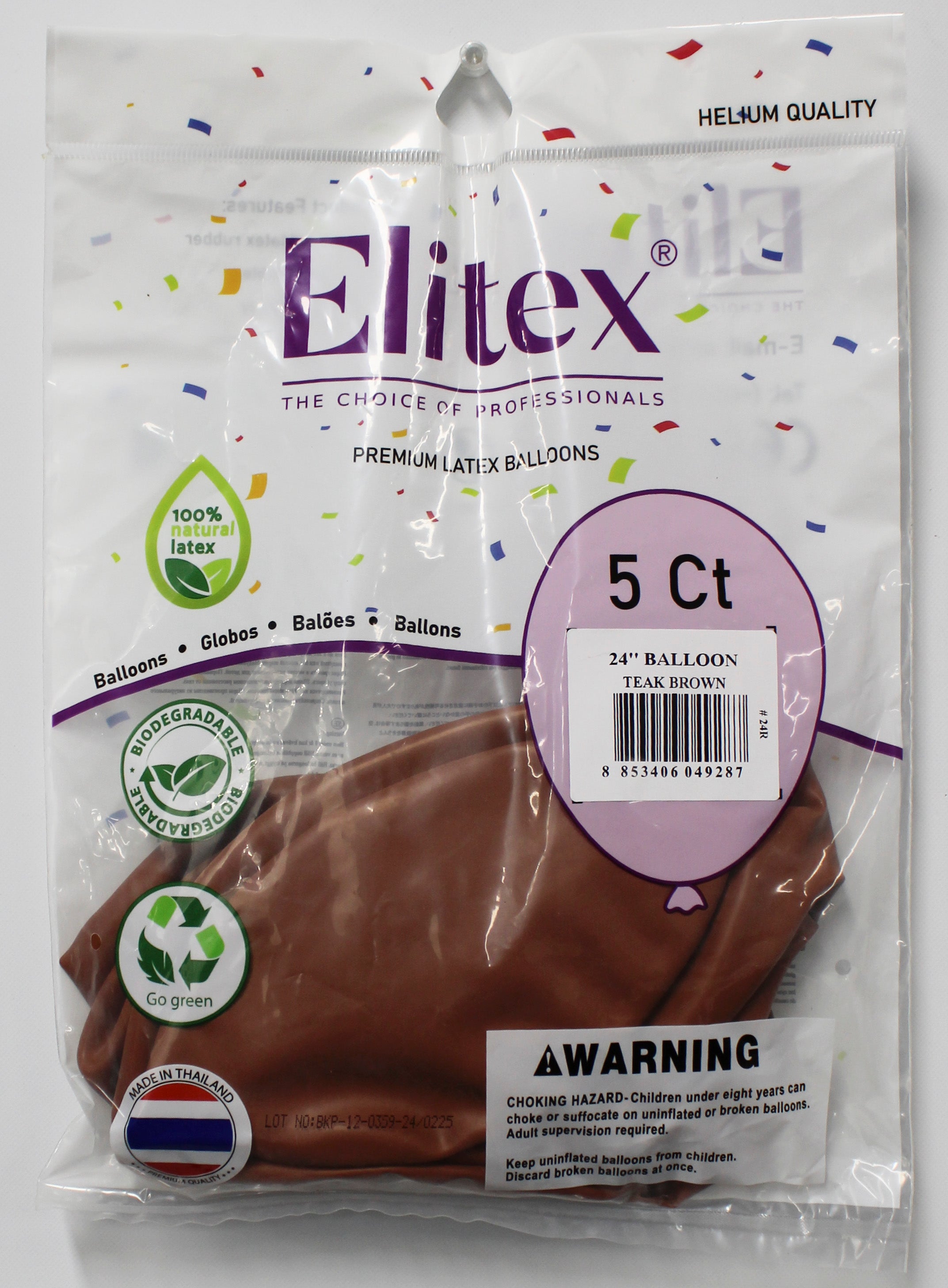 ELITEX 24" TEAK BROWN ROUND BALLOON, 5 PACK