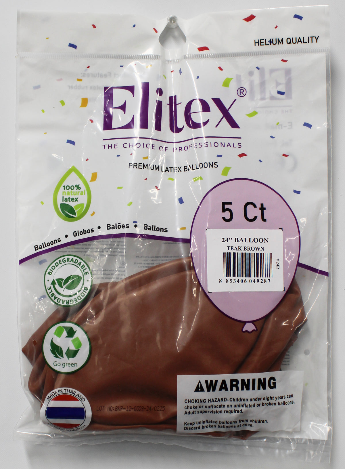 ELITEX 24" TEAK BROWN ROUND BALLOON, 5 PACK