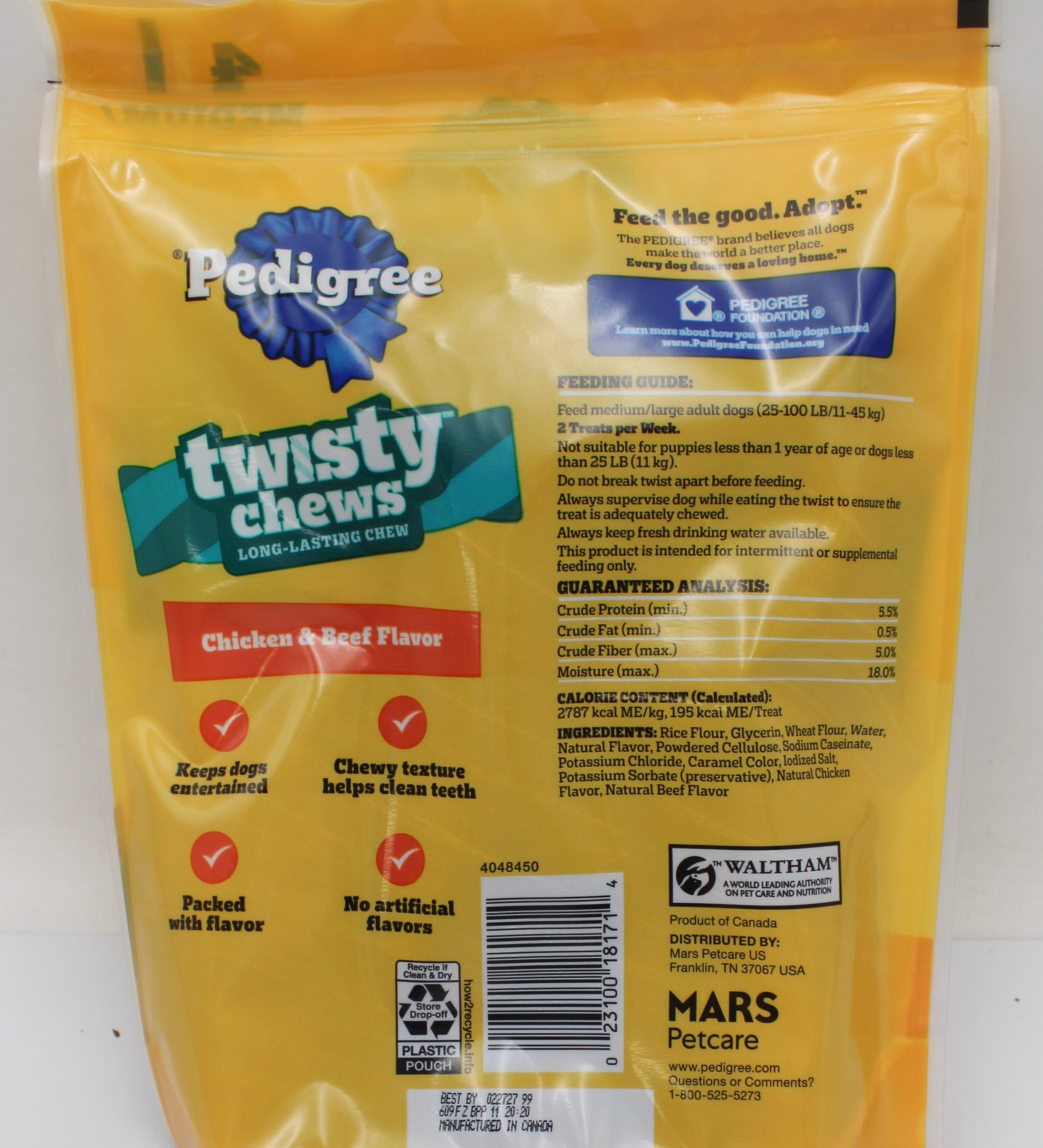 PEDIGREE TWISTY CHEWS MIXED MEDIUM/LARGE 9.17oz BB 2/27/2027