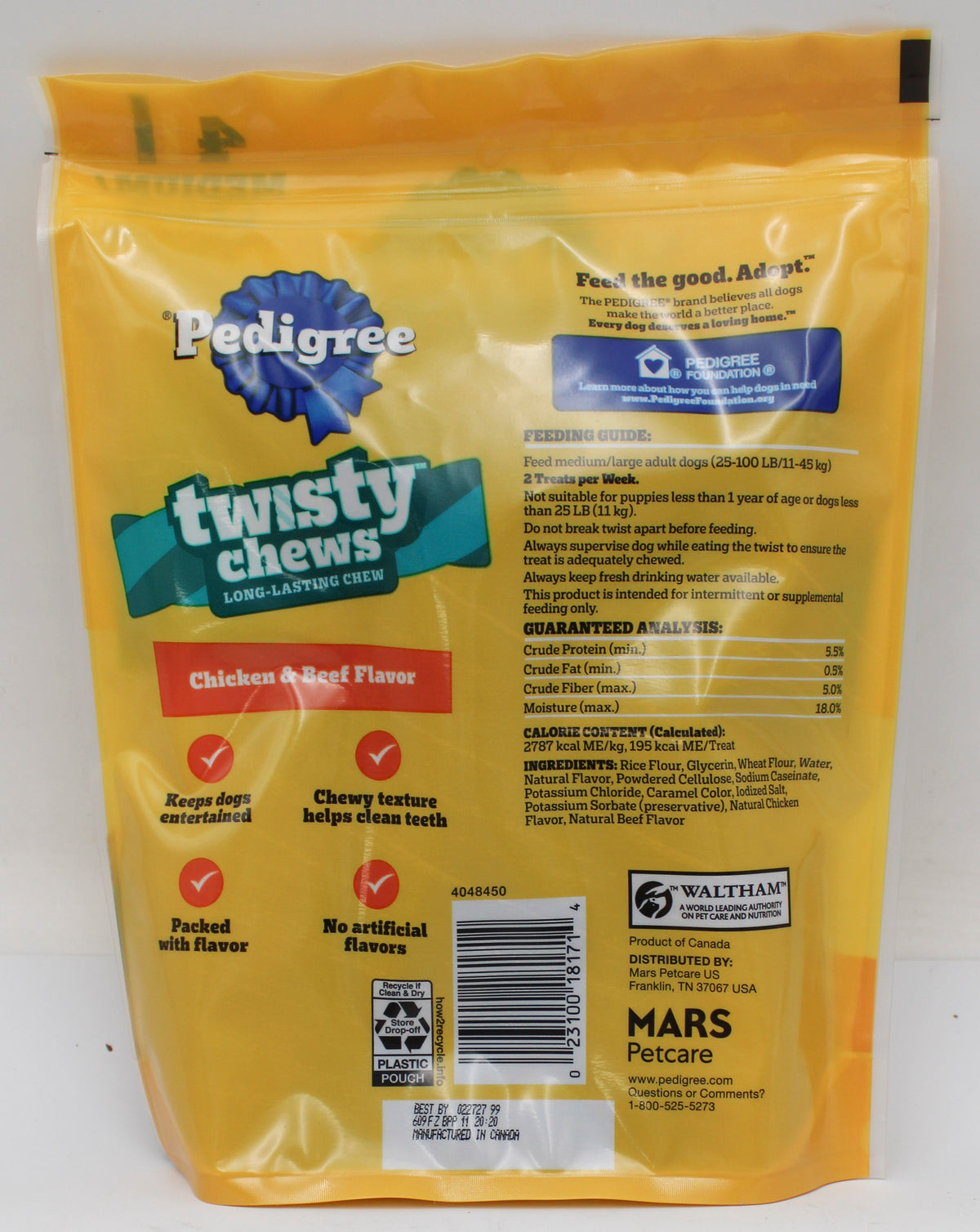PEDIGREE TWISTY CHEWS MIXED MEDIUM/LARGE 9.17oz BB 2/27/2027